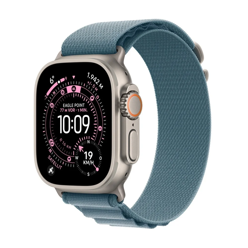 Apple Watch Ultra 3 Titanium Cellular 49mm Natur  Alpine Loop hellblau  Small Smartwatches & Fitnesstracker