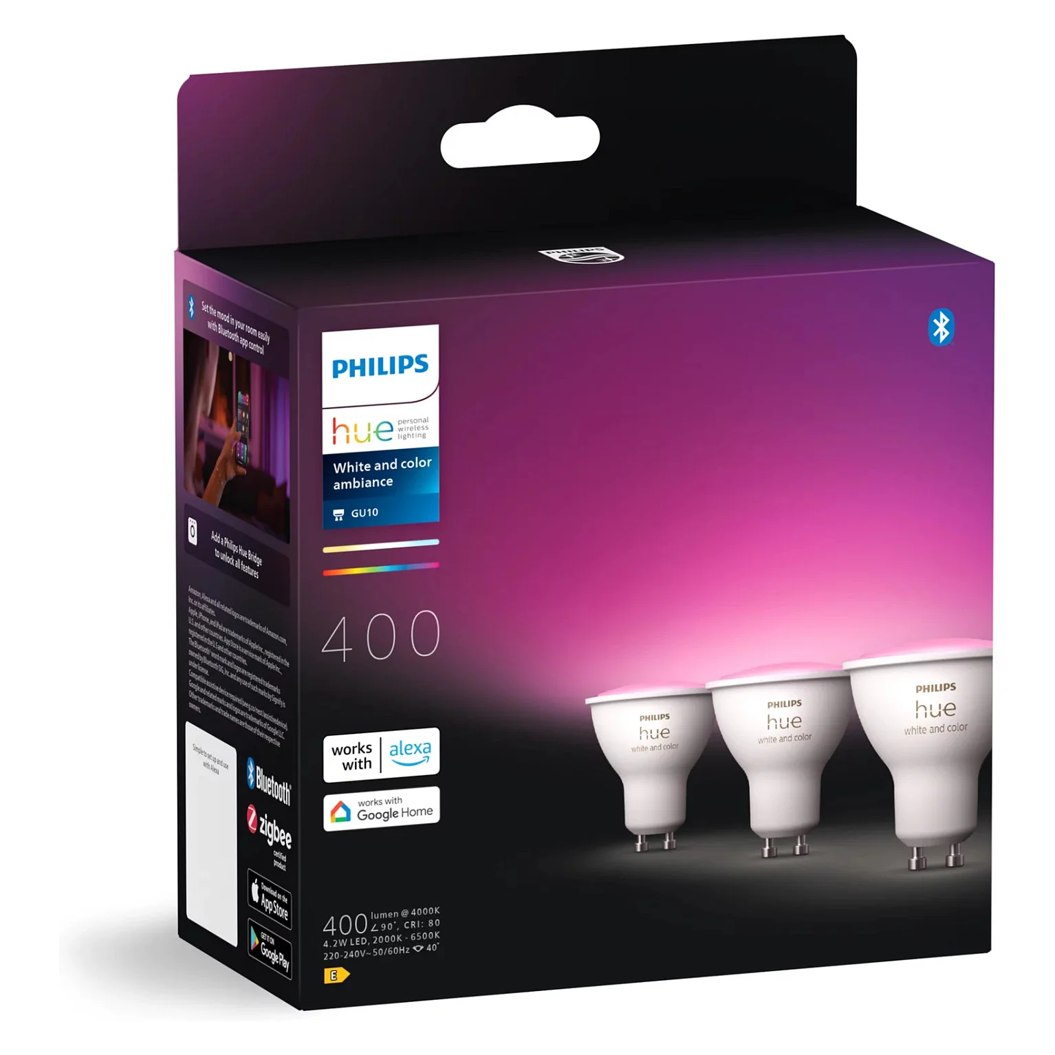 Philips Hue White and Color ambiance GU10   Smarter Spot    3er Pack  Leuchtmittel