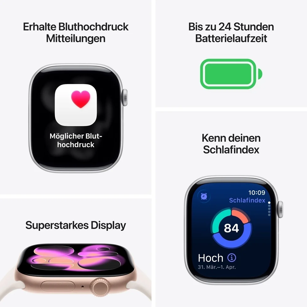 Apple Watch S11 Aluminium 42mm Space Grau  Sportarmband schwarz  M L Smartwatches & Fitnesstracker