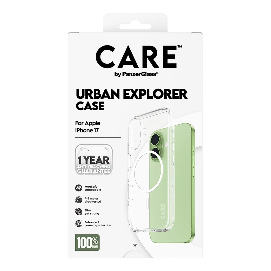 PanzerGlass CARE  by   Urban Explorer Case Transparent m  Weiss MagSafe iPhone 17 Notebook & Tablet Zubehoer