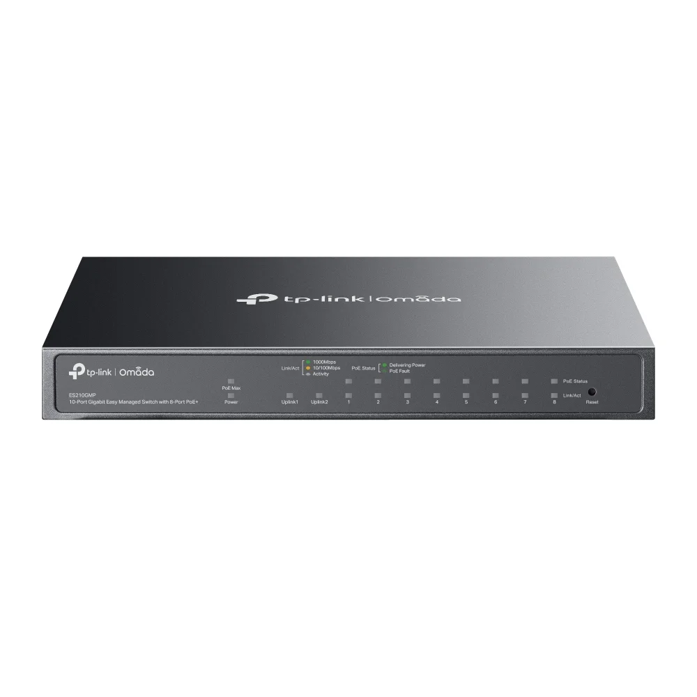 TP Link Omada ES210GMP Netzwerk Switch Managed Gigabit Ethernet  10 100 1000  Power over Ethernet  PoE  Schwarz Switches