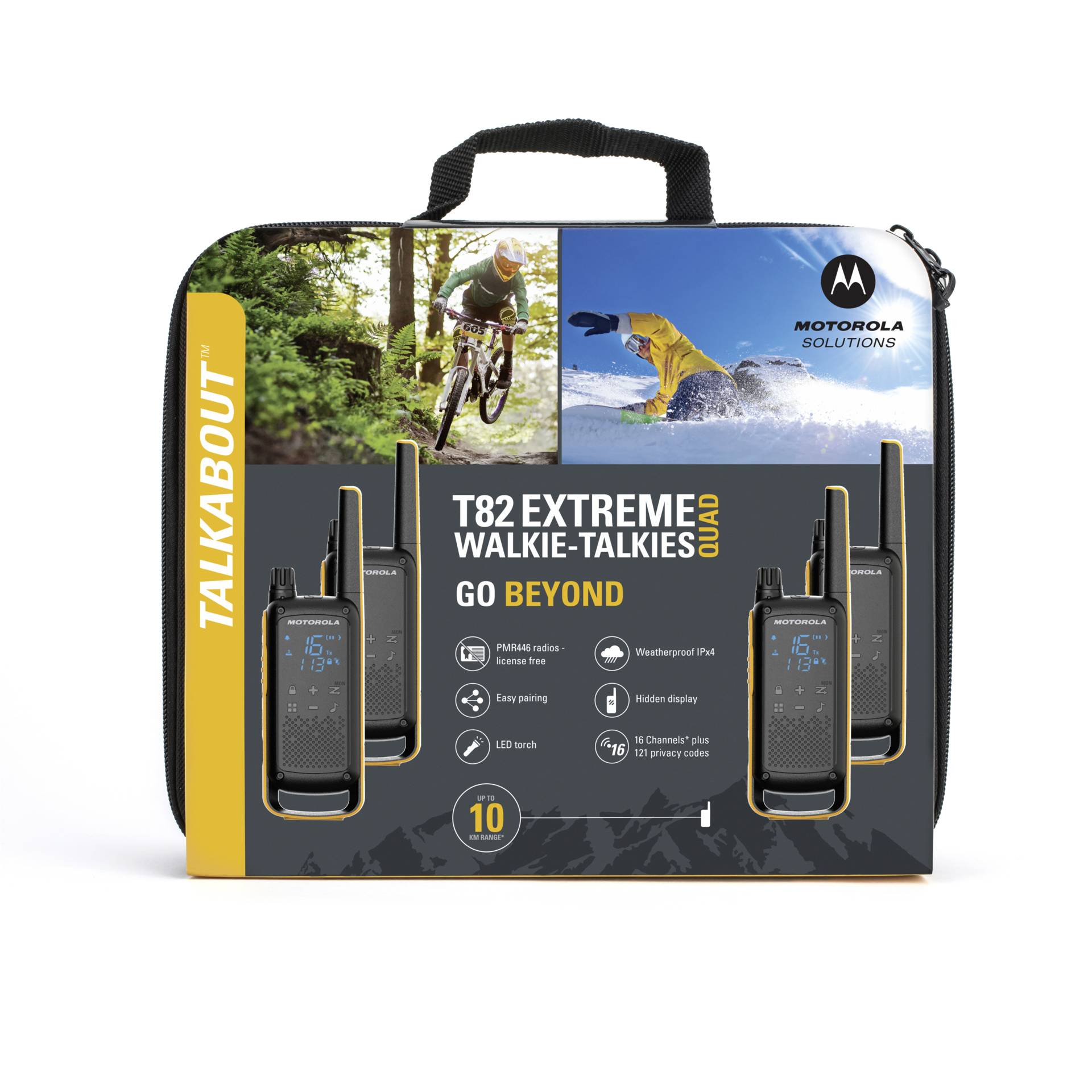 Motorola Talkabout T82 Extreme Quad Pack Funksprechgeraet 16 Kanaele Schwarz  Orange PC-Zubehoer