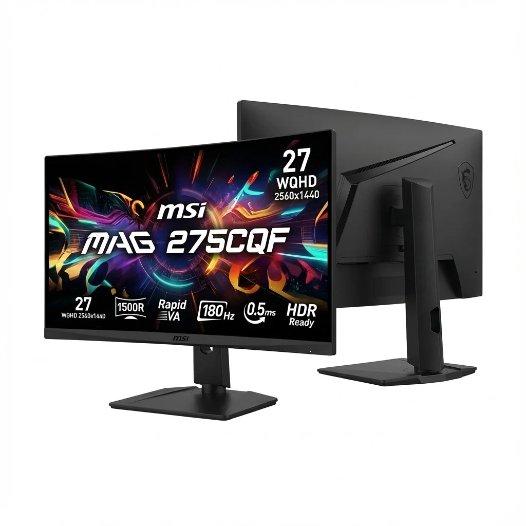 MSI 68 58cm 27Zoll  2560x1440  MAG 275CQF E18 16 9 Curved RapidVA 0 5ms 180Hz 2xHDMI DisplayPort HDR Ready Black Monitore