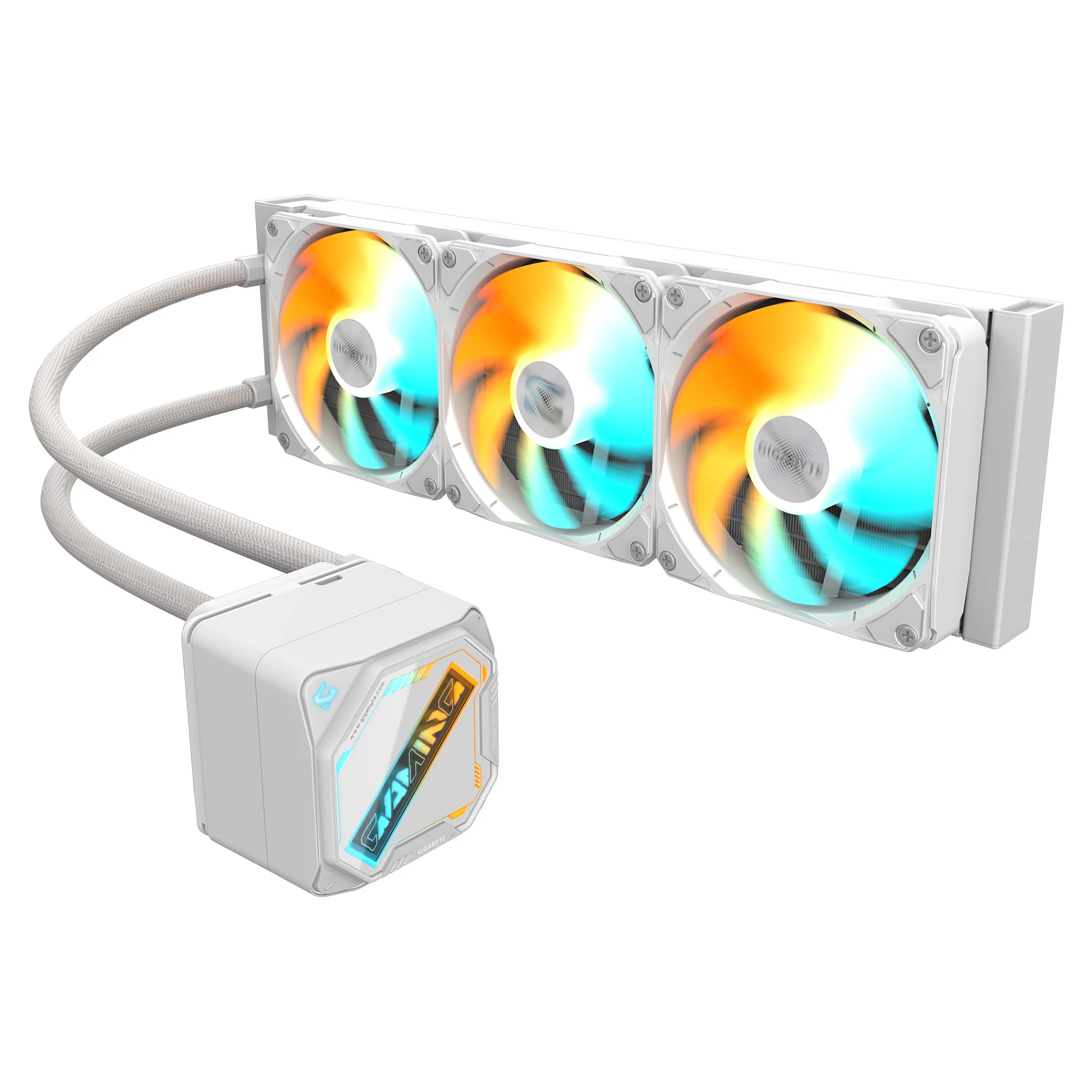 GIGABYTE GAMING 360 ICE Fluessigkeitskuehler fuer CPU   3x120 mm ARGB Luefter  Schiebe Verriegelungsmechanismus  DAISY CHAIN  Kompatibel mit Intel LGA 1851 und AMD AM5 PC-Komponenten