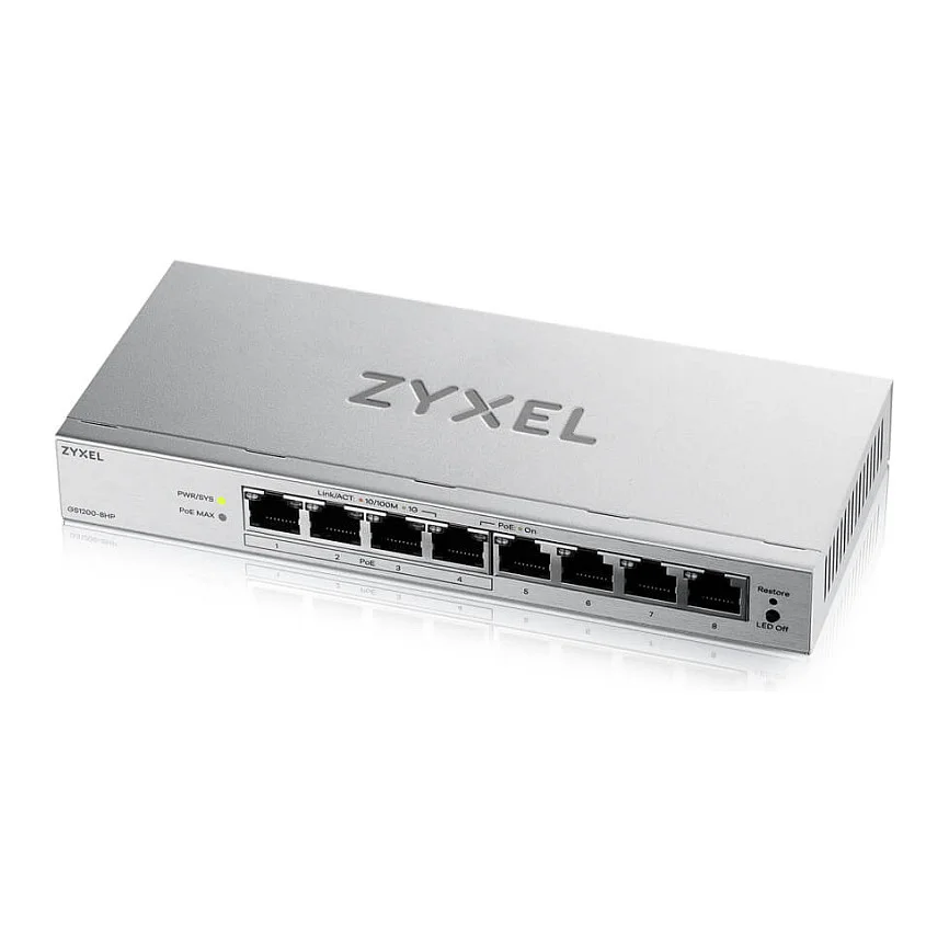 Zyxel GS1200 8HPV3 Managed L2 Gigabit Ethernet  10 100 1000  Power over Ethernet  PoE  Desktop Grau Switches