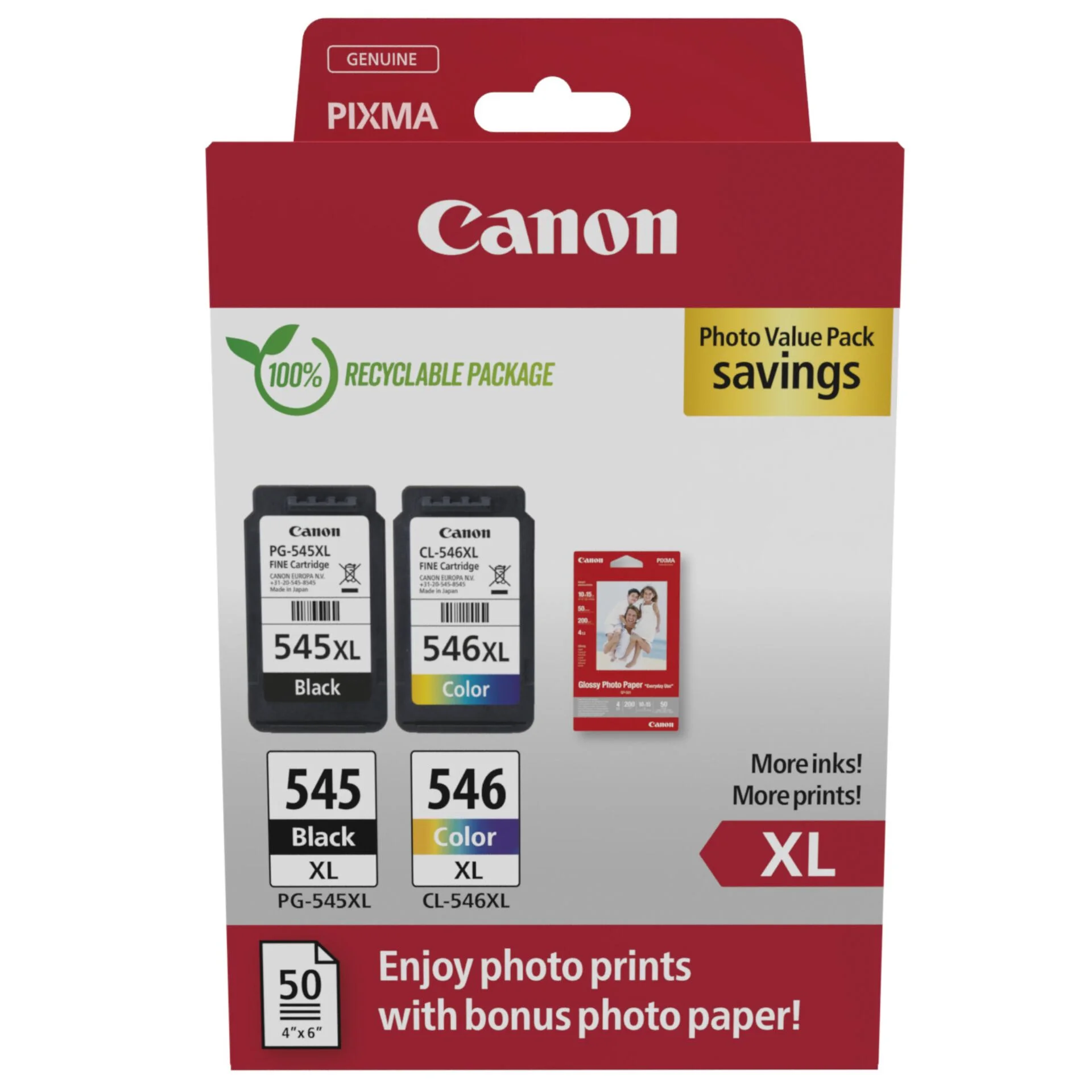 Canon PG 545XL CL 546XL Photo Value Pack Drucker & Scanner