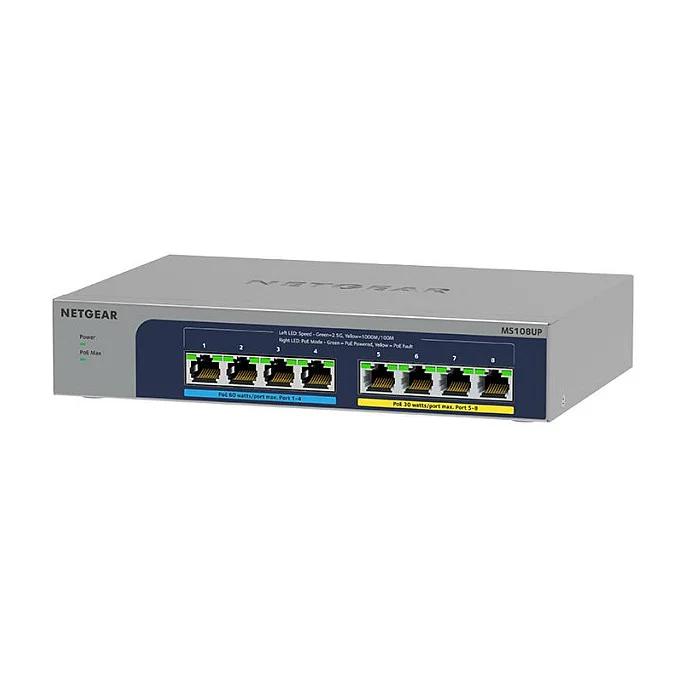 NETGEAR MS108UP Unmanaged 2 5G Ethernet  100 1000 2500  Power over Ethernet  PoE  Switches