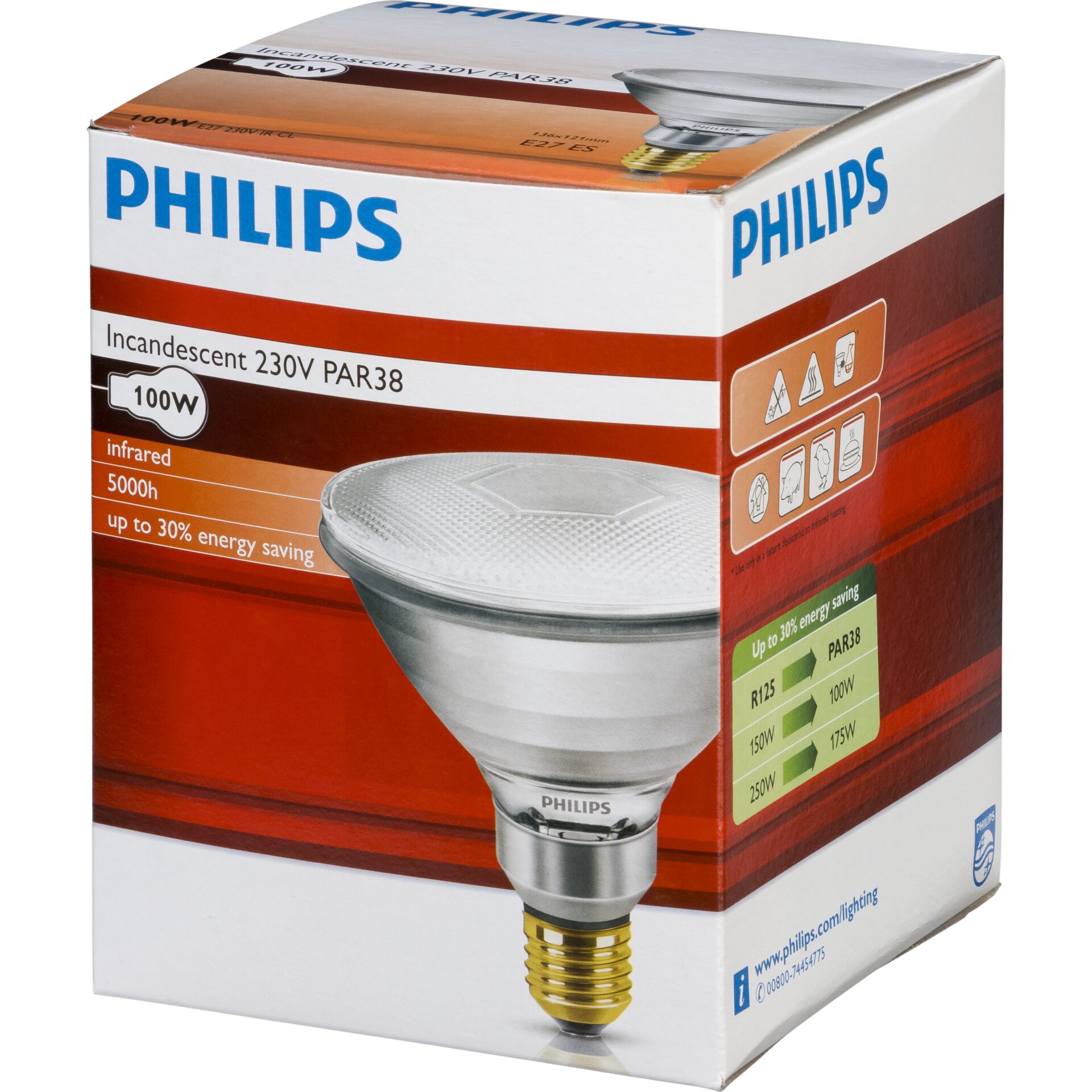 Philips Infrarotlampe PAR38 IR 100W E27 230V CL Wellnessgeraete