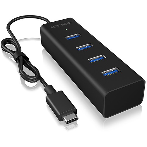 ICY BOX IB HUB1409 C3  Type C  zu 4 Port USB 3 2 Gen 1 Hub  Alu Gehaeuse PC-Zubehoer