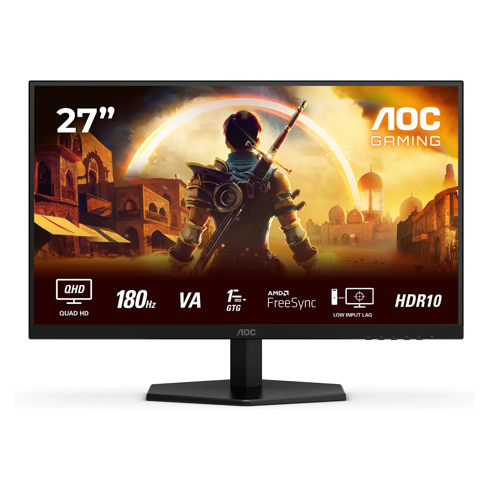 AOC 68 6 cm 27Zoll  2560 1440  27G42XNE 16 9 QHD Fast VA 0 5 ms 180 Hz HDMI DisplayPort VESA Black Monitore