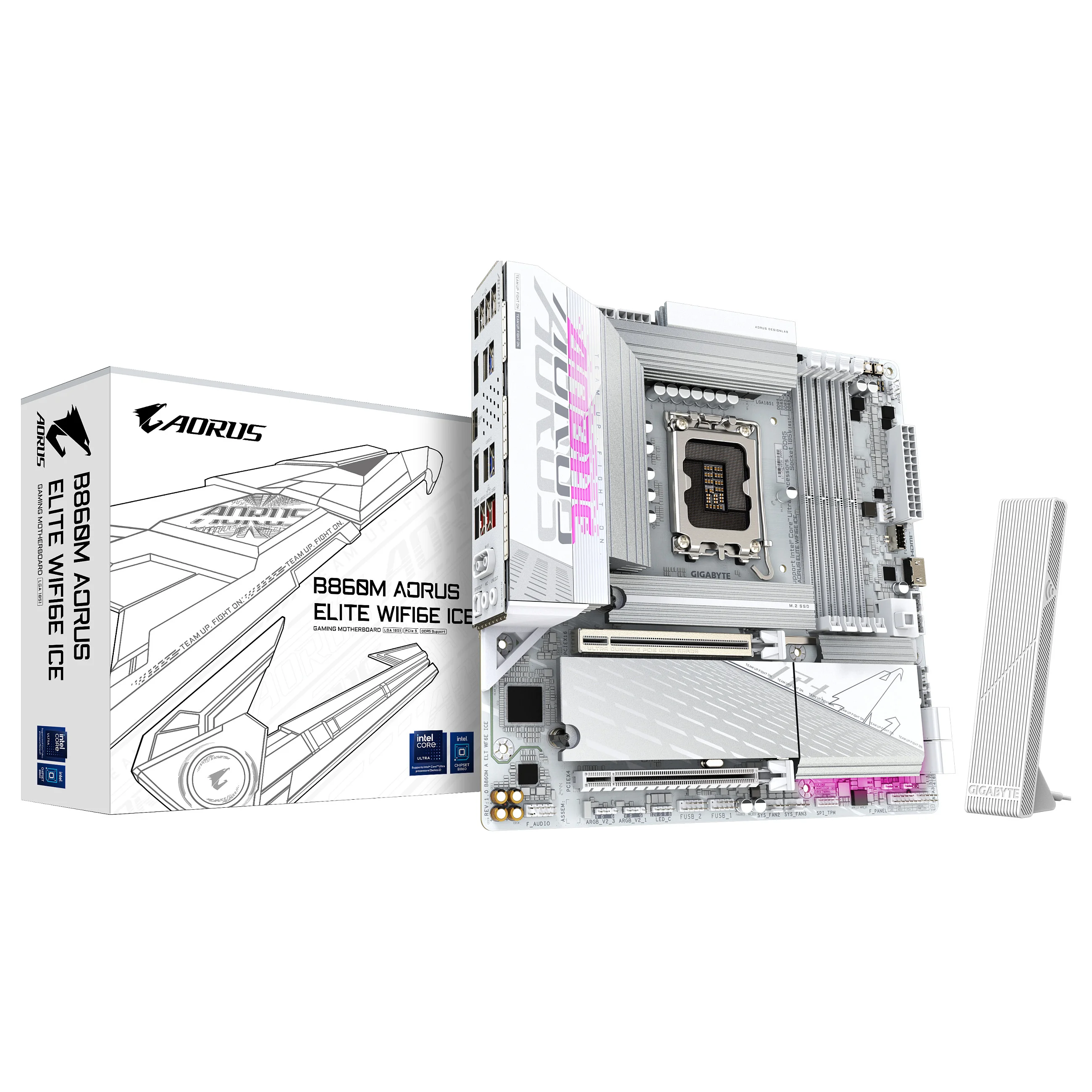 GIGABYTE B860M AORUS ELITE WF6E ICE Mainboard   Intel Core Ultra CPUs  12 1 2 1 Phasen VRM  bis zu 9200MHz DDR5  1xPCIe 5 0   2xPCIe 4 0 M 2  2 5 GbE LAN  WIFI 6E  USB 4 PC-Zubehoer