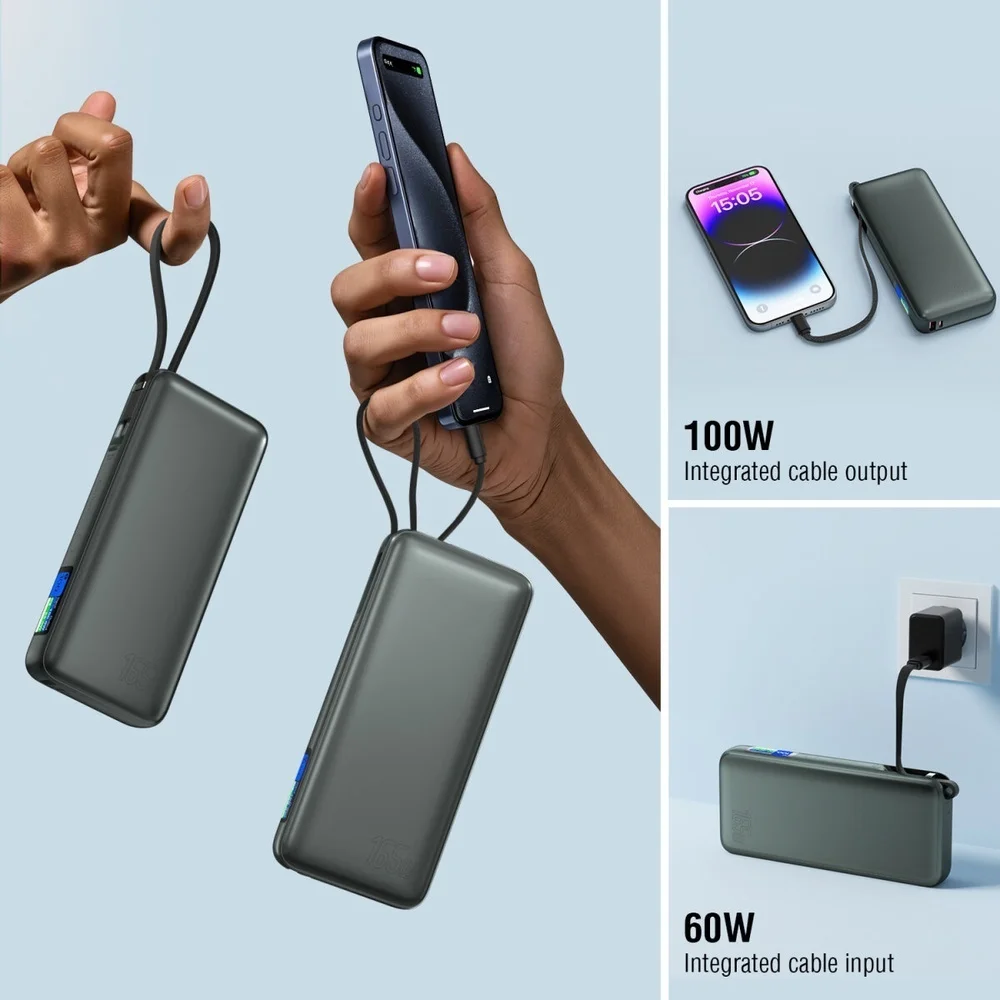 4SMARTS Powerbank Enterprise 20 000 mAh 165 Watt mit integriertem USB C Kabel Akkus Powerbanks & Kabel
