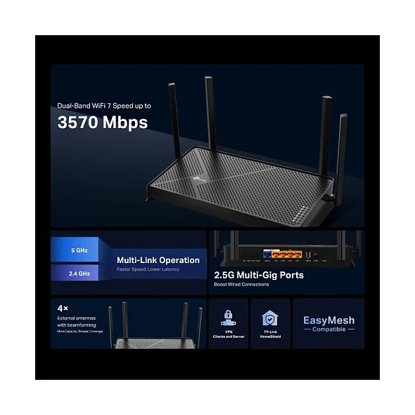 TP Link Archer BE3600 WLAN Router 2 5 Gigabit Ethernet Dual Band 2 4 GHz 5 GHz Schwarz