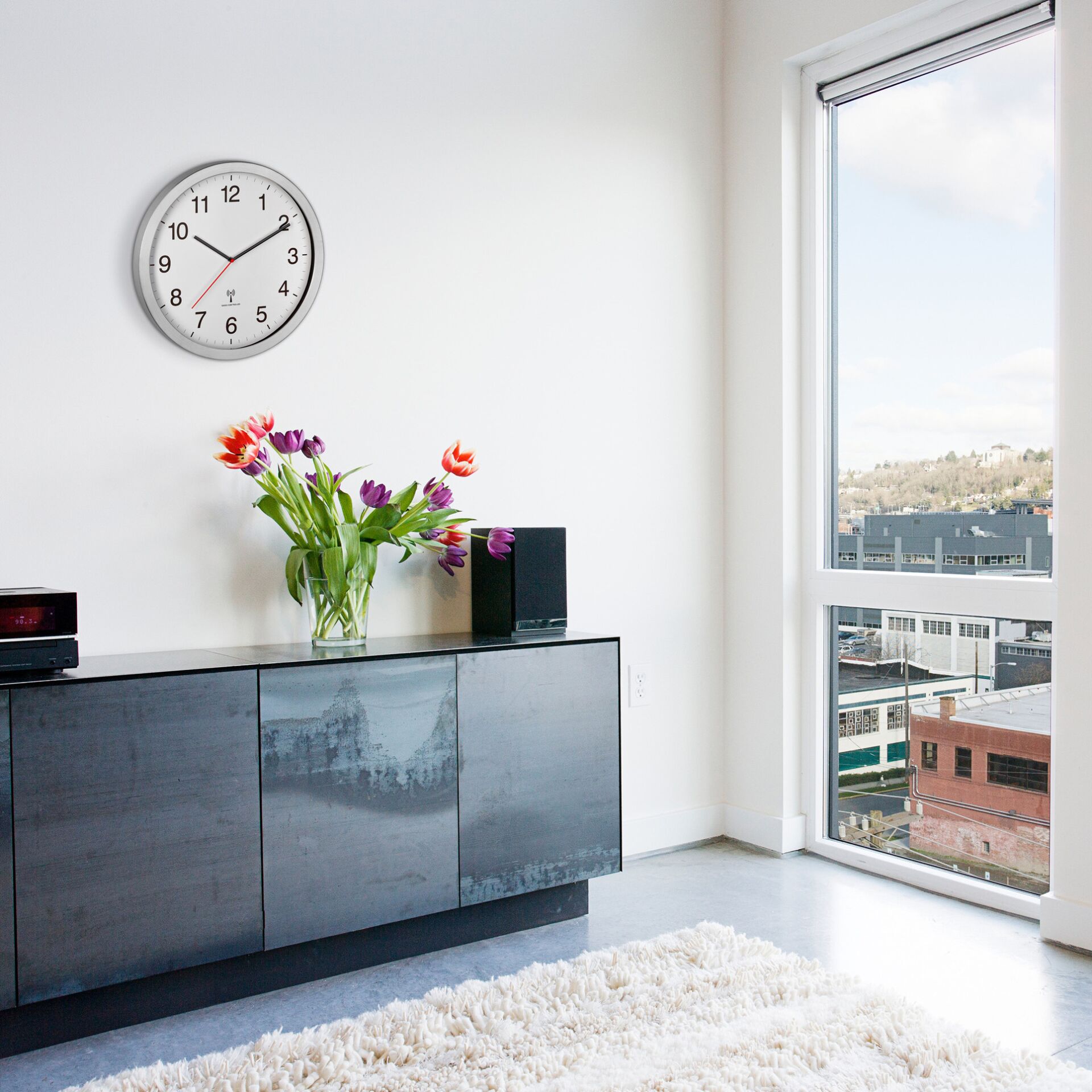 TFA 60 3545 02 Rahmen Alu geb   w  Ziffernblatt Uhren