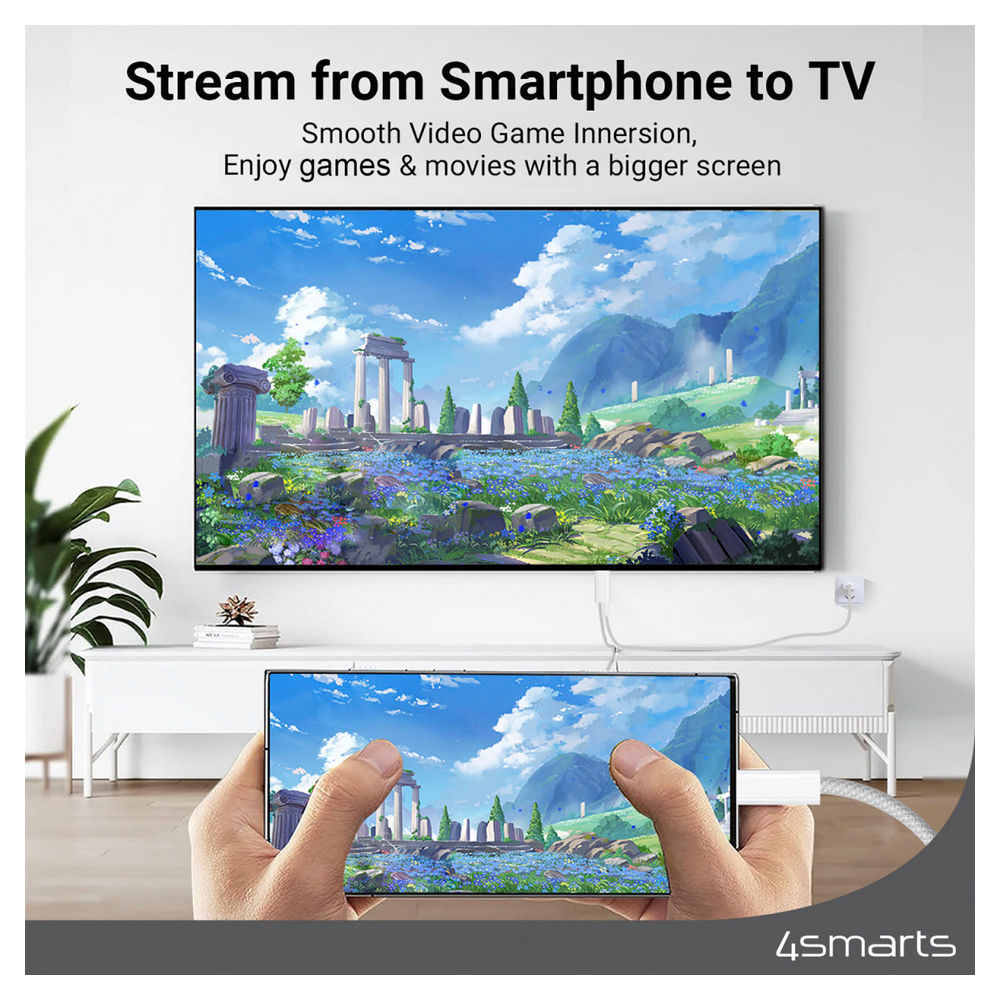 4SMARTS USB Typ C auf HDMI Kabel  2m  Weiss Kabel & Adapter