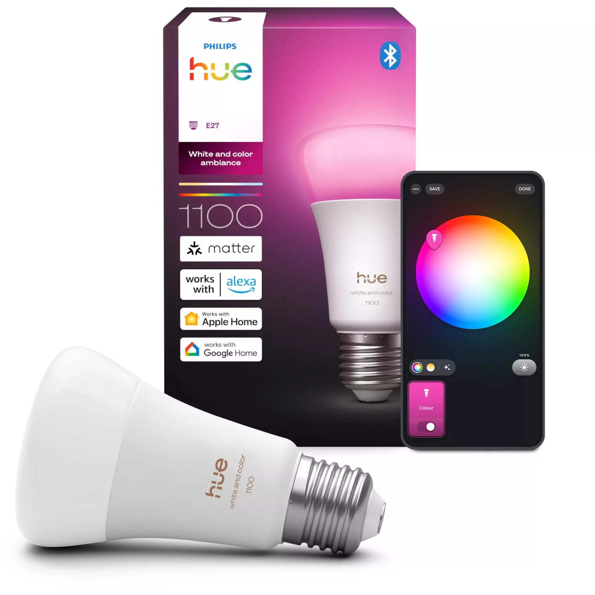 Philips Hue White and Color ambiance A60   Smarte Lampe E27   1100 lm Leuchtmittel & Lampen