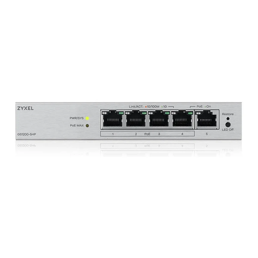 Zyxel GS1200 5HPV3 Managed L2 Gigabit Ethernet  10 100 1000  Power over Ethernet  PoE  Desktop Grau Switches