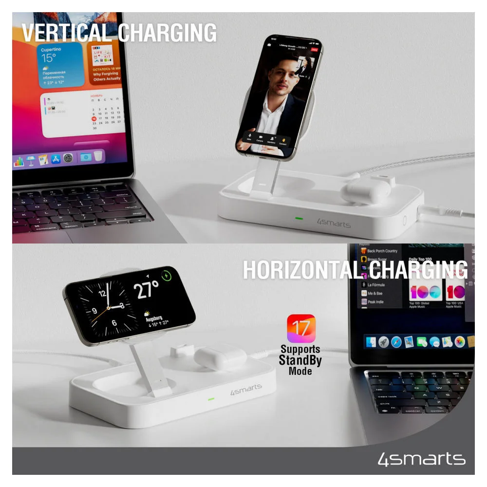 4SMARTS qi2 ladestation trident weiss Akkus Powerbanks & Kabel