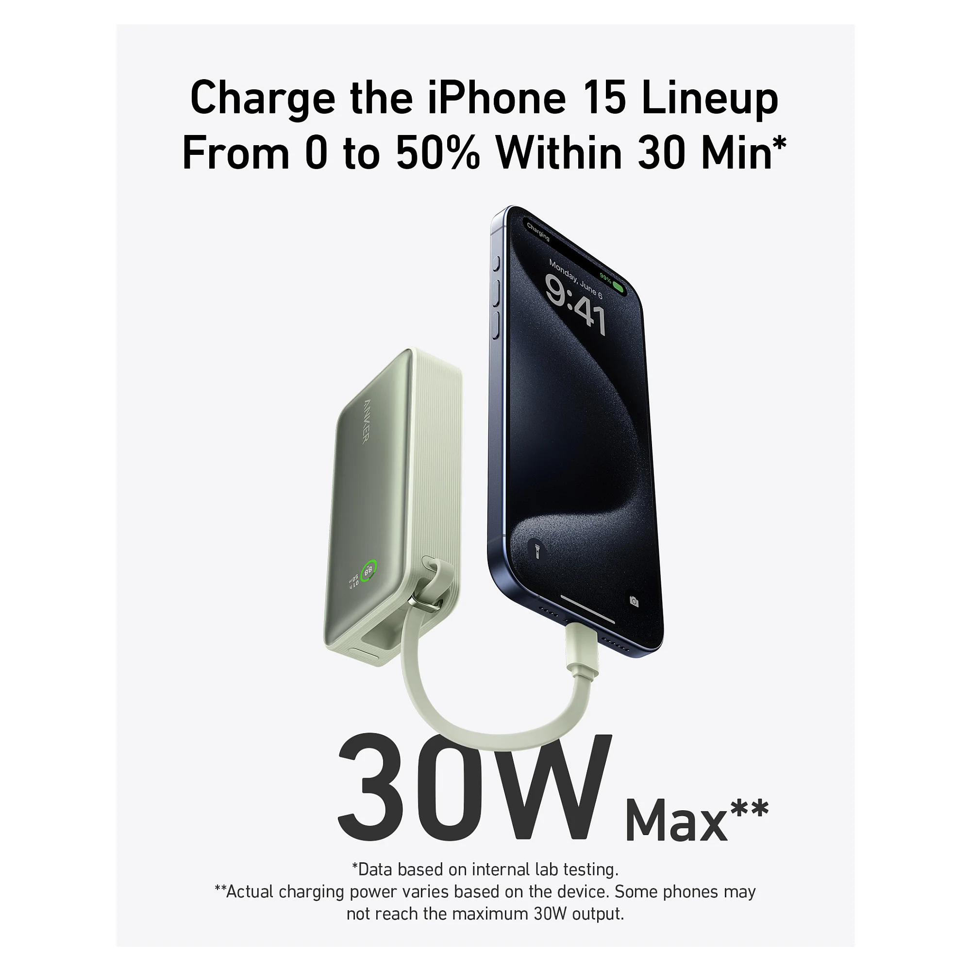 Anker 545 nano powerbank 10 000mah pd 30w integriertes usb c kabel grn Notebook & Tablet Zubehoer