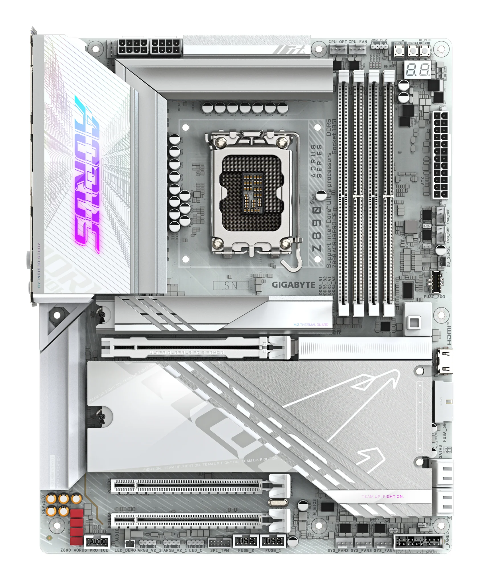 GIGABYTE Z890 AORUS PRO ICE Mainboard   Unterstuetzt Intel Core Ultra  Serie 2  CPUs  16 1 2 Phasen VRM  bis zu 9500MHz DDR5  OC   1xPCIe 5 0   4xPCIe 4 0  Wi Fi 7  5GbE LAN  Thunderbolt 4 PC-Zubehoer