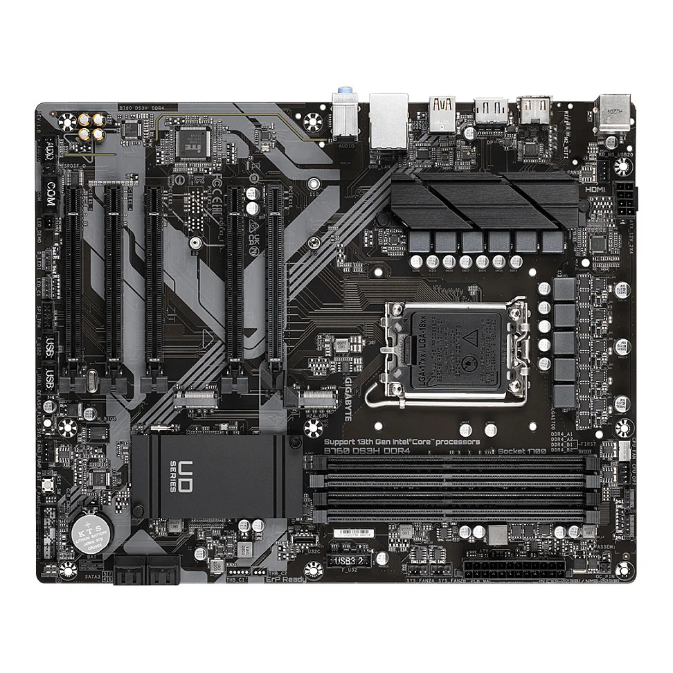 GIGABYTE B760 DS3H DDR4 Motherboard   Unterstuetzt Intel Core 14  Generation CPUs  18 2 1 Phasen Digital VRM  bis zu 5333MHz DDR4  OC   2xPCIe 4 0 M 2  GbE LAN  USB 3 2 Gen 2 PC-Komponenten