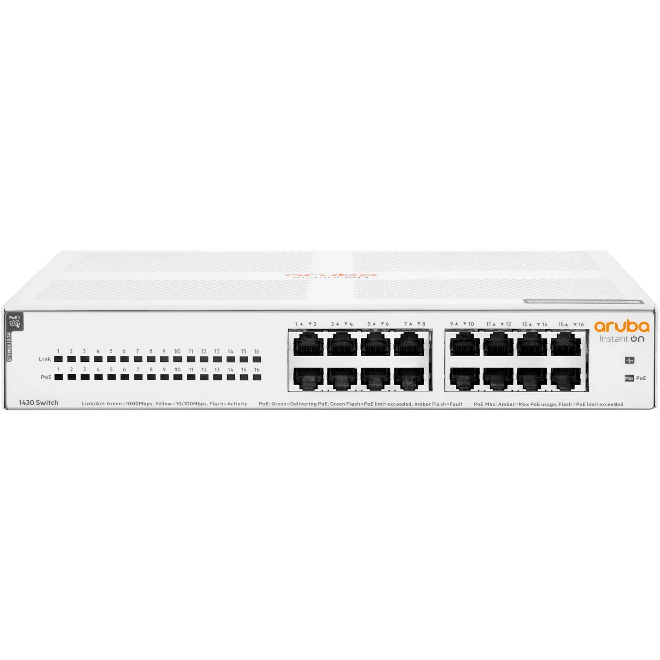 HP Aruba 16P Switch   16G PoE   124W   16 Ports   Rackmount Switches
