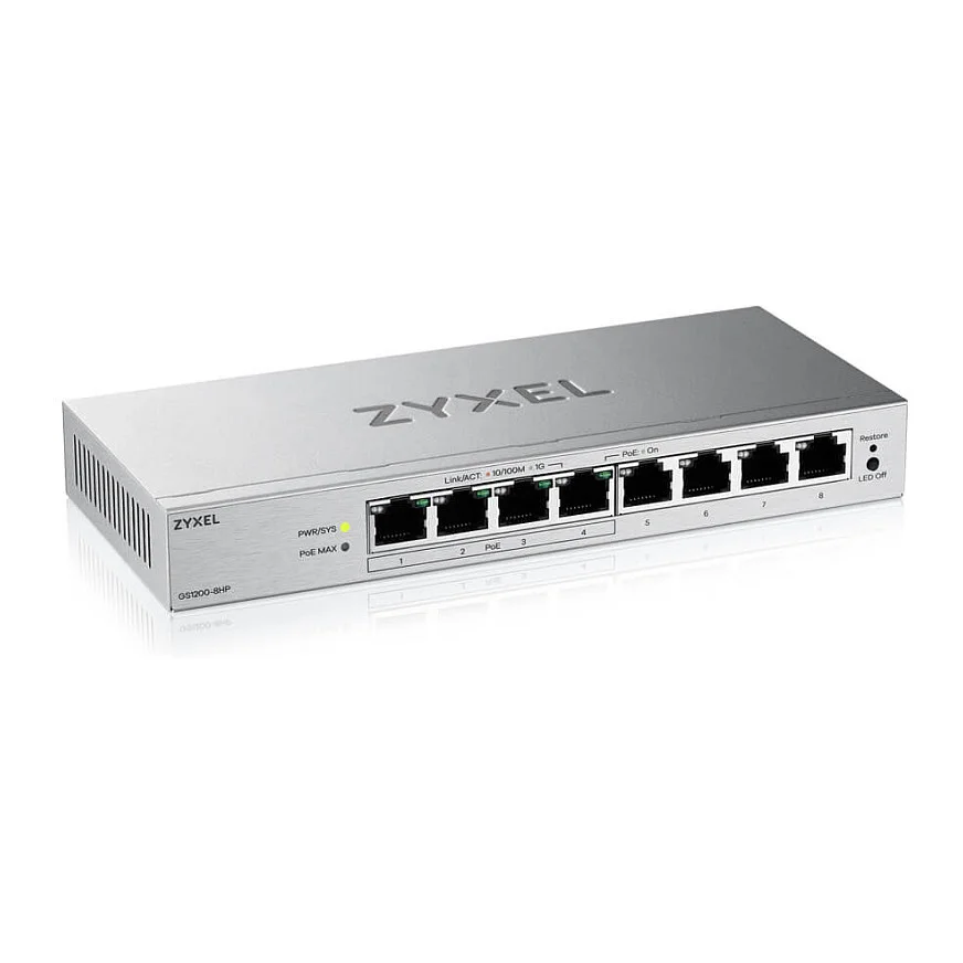 Zyxel GS1200 8HPV3 Managed L2 Gigabit Ethernet  10 100 1000  Power over Ethernet  PoE  Desktop Grau Switches