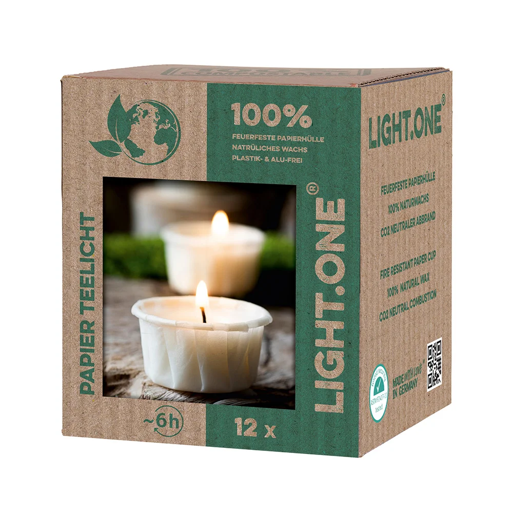 Wenzel LIGHT ONE Papier Teelicht 6 Std VE 12  natural Kerzen & Kerzenhalter