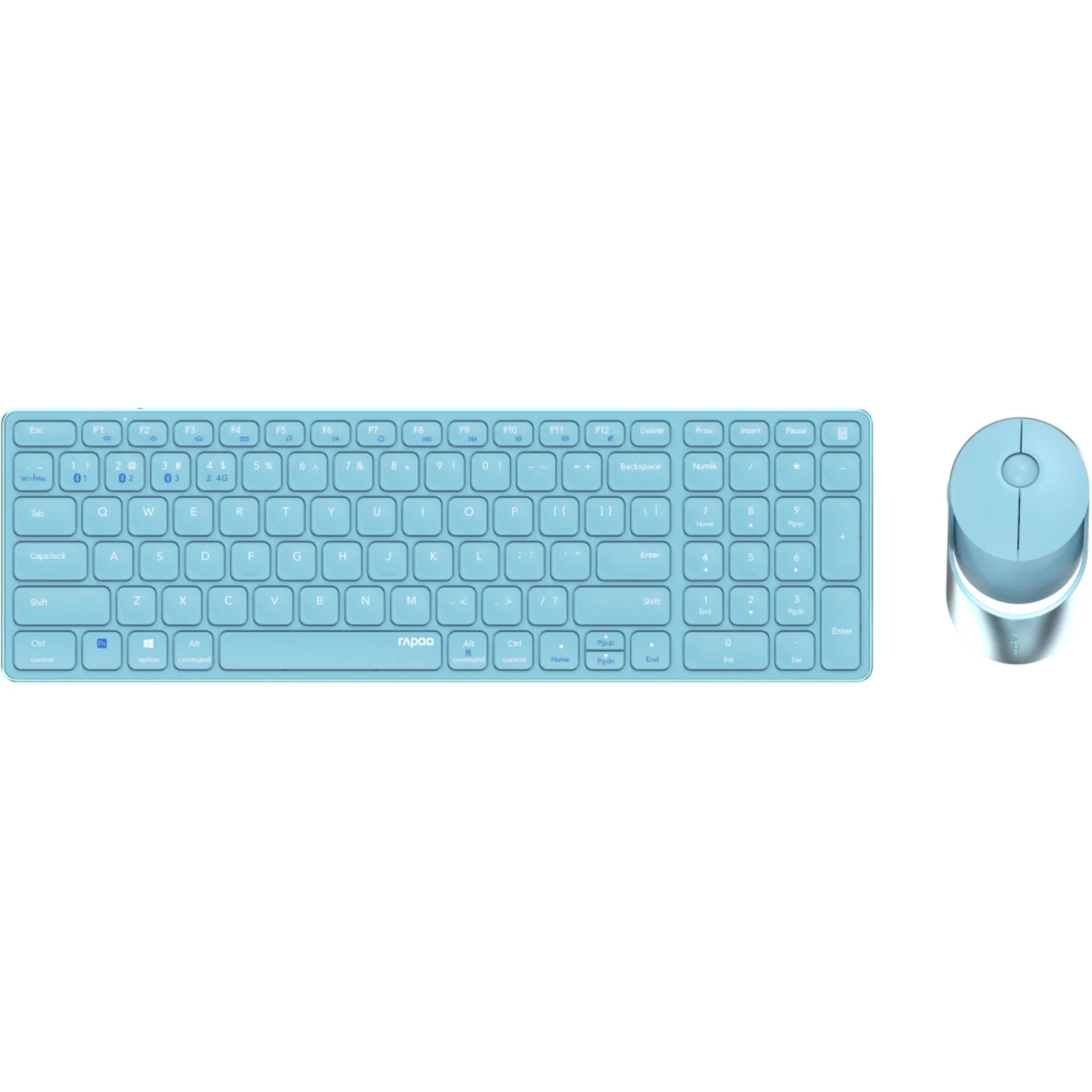 Rapoo 9750M Blau QWERTZ Kabelloses Multi Mode Deskset Tastaturen & Maeuse
