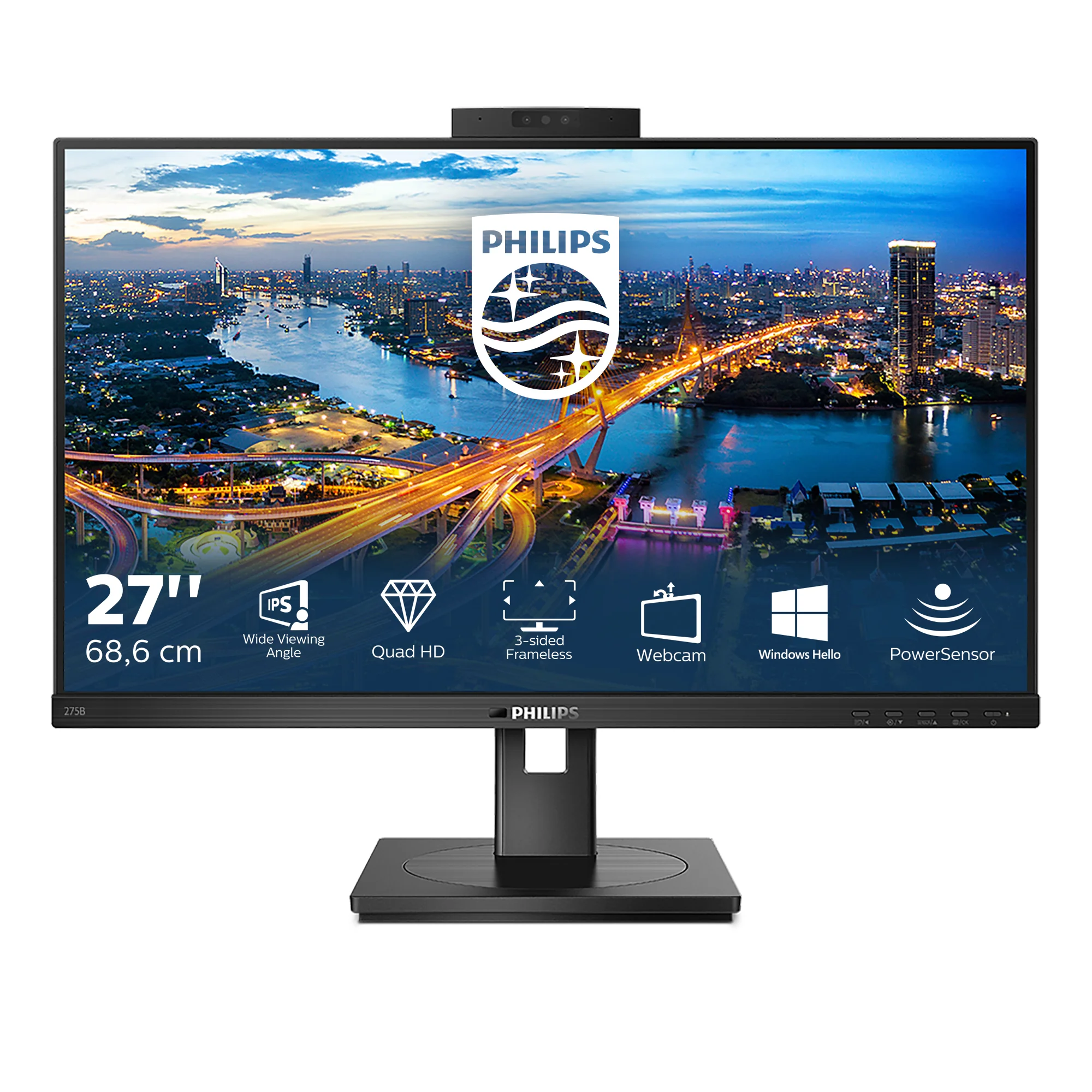Philips 68 5cm  27 0Zoll  275B1H 16 09 DVI HDMI DP USB Webcam Monitore