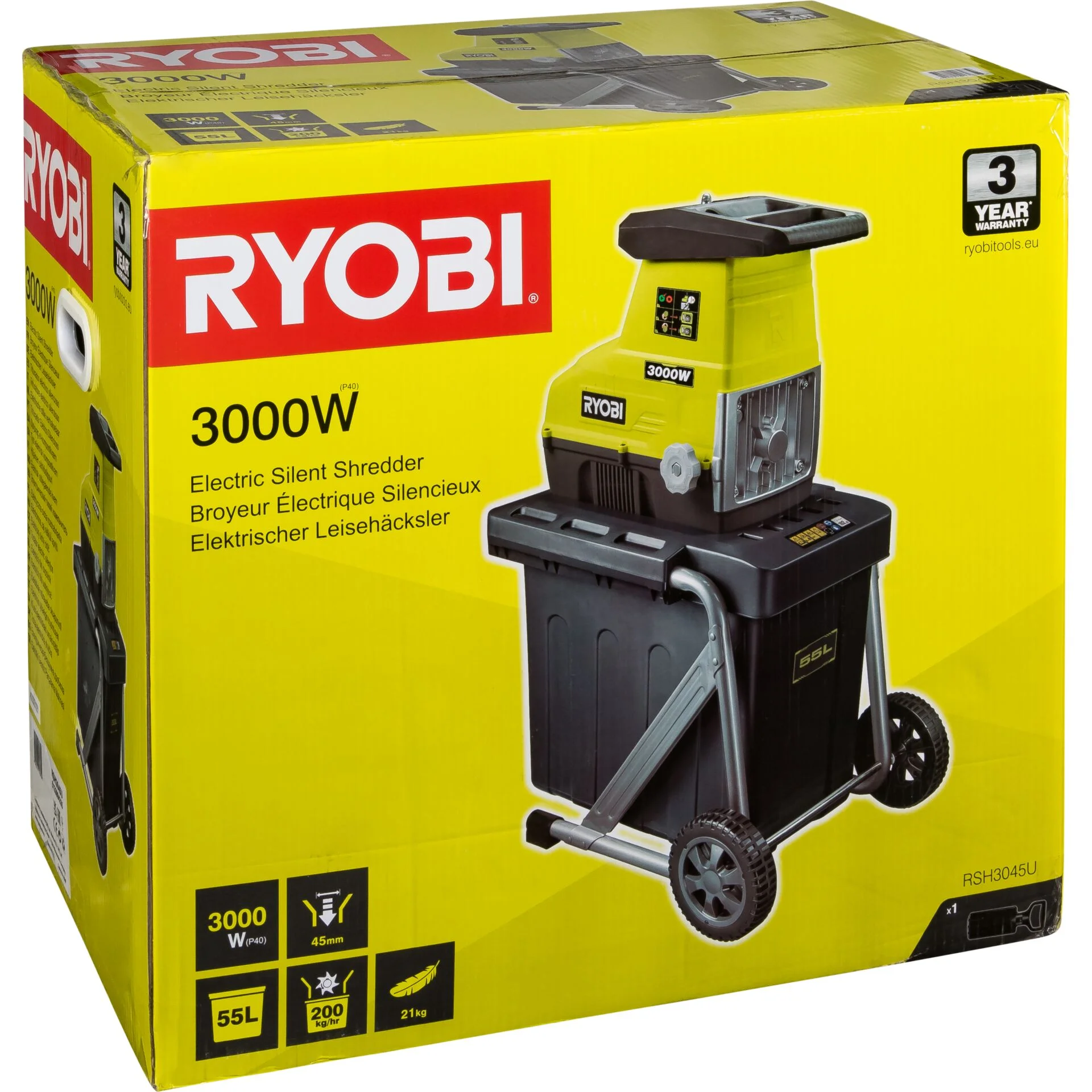 Ryobi RSH3045U 3000 W Elektro Leisehaecksler Gartenmaschinen