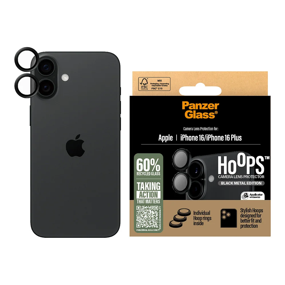 PanzerGlass   Hoops  Kameraschutz Schwarz iPhone 16   16 Plus Notebook & Tablet Zubehoer