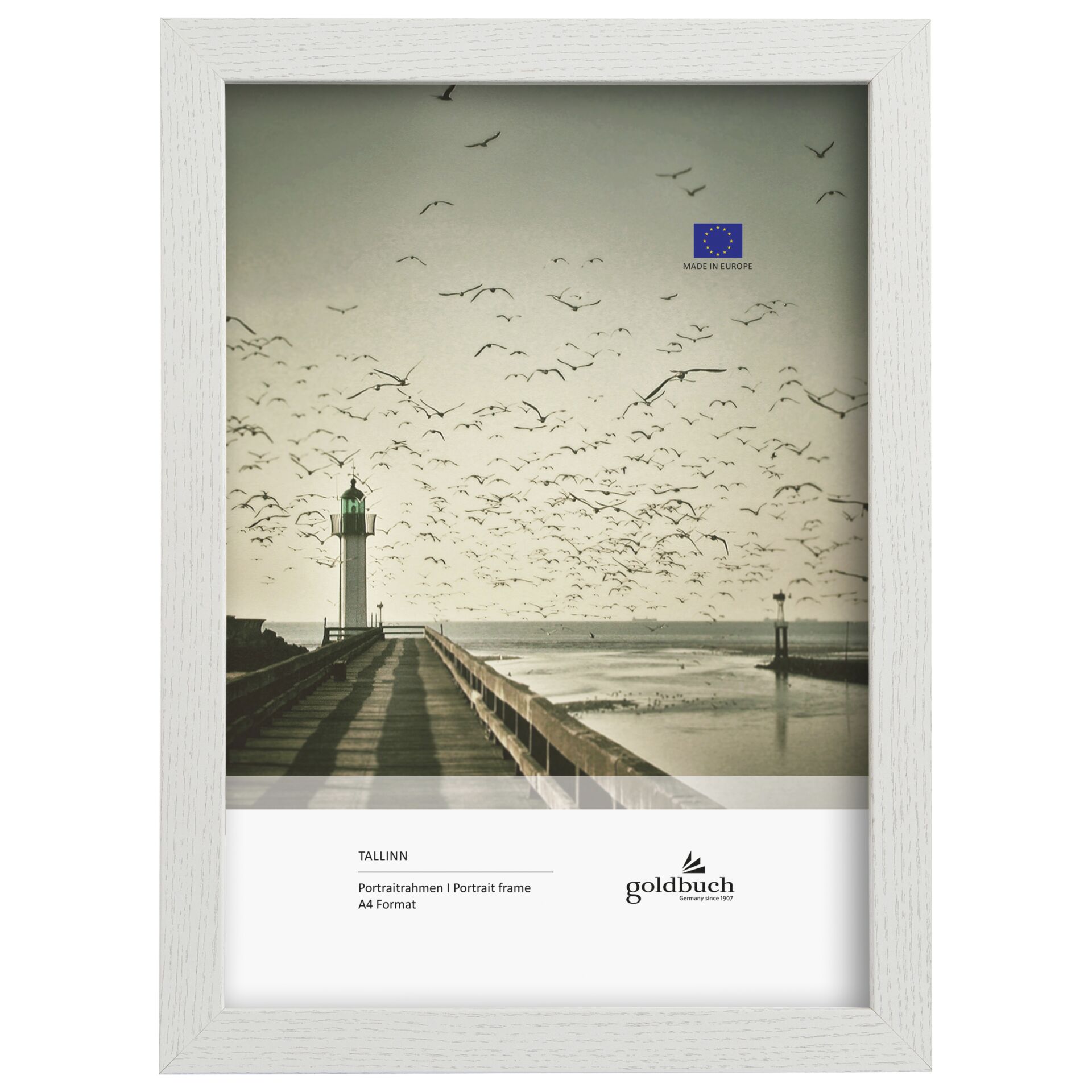 Goldbuch Tallinn weiss DIN A4 Holzrahmen Portrait 920396 Bilderrahmen