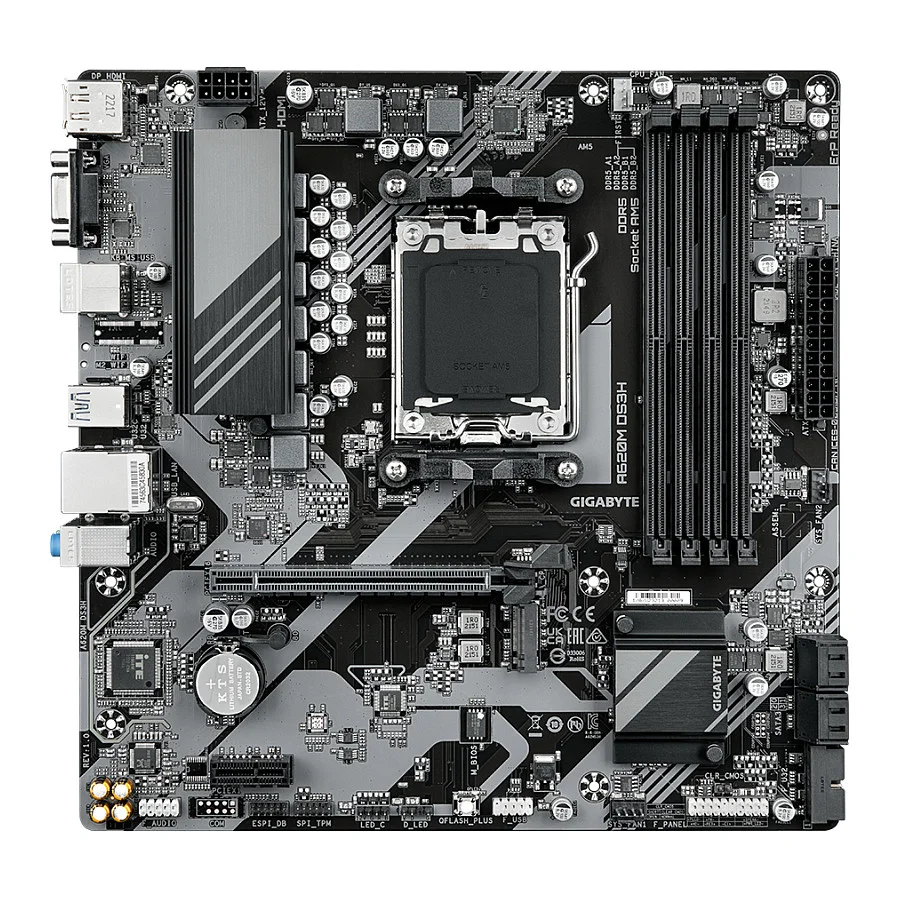GIGABYTE A620M DS3H Motherboard   Unterstuetzt AMD Ryzen 8000 CPUs  5 2 2 Phasen Digital VRM  bis zu 7600MHz DDR5  OC   1xPCIe 4 0 M 2  GbE LAN  USB 3 2 Gen 1 PC-Komponenten