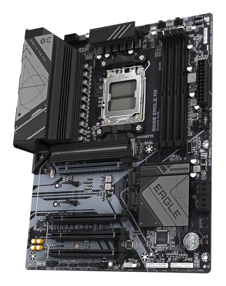 GIGABYTE B650 EAGLE AX Mainboard   AMD Ryzen 9000er Serie  12 2 2 Phasen VRM  bis zu 7600 MHz DDR5  OC   1xPCIe 5 0   2xPCIe 4 0 M 2  GbE LAN  WIFI 6E  USB 3 2 Gen 2 PC-Zubehoer