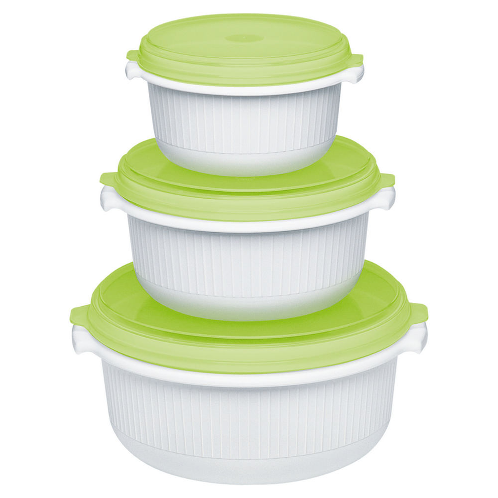 Emsa Mikrowellentopf Set Micro Family  3 tlg   weiss apfelgruen Kueche