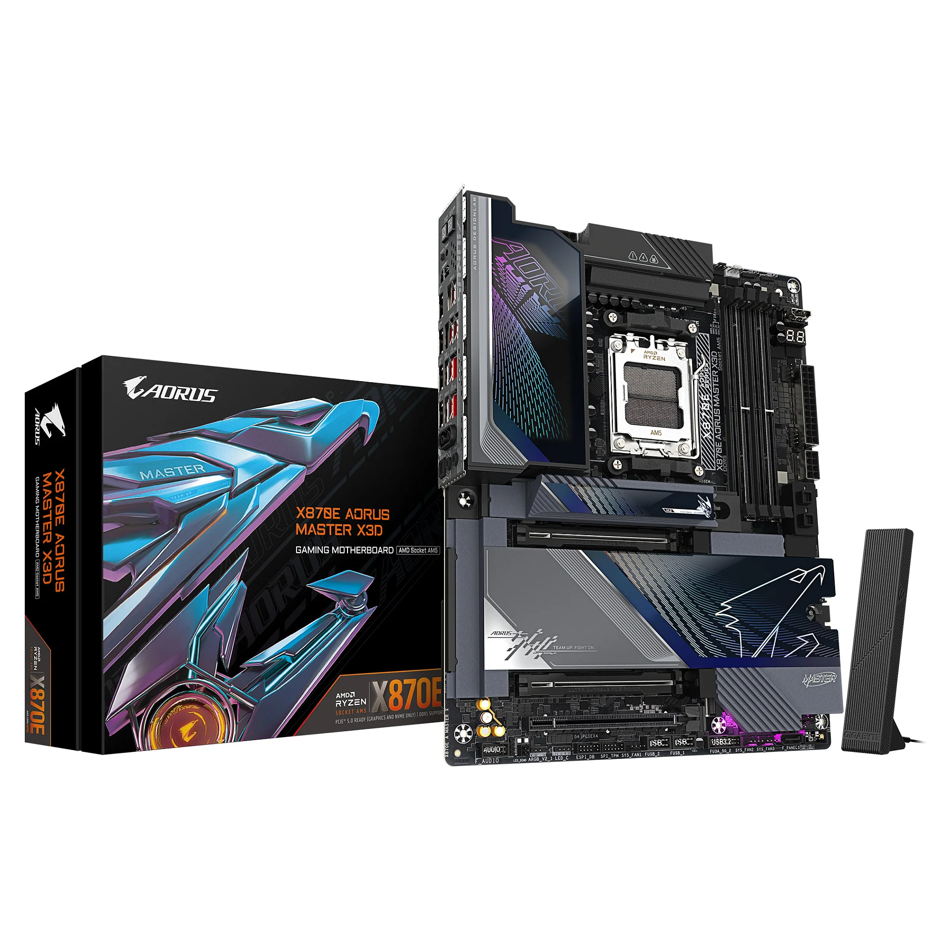 GIGABYTE X870E AORUS MASTER X3D Mainboard   Unterstuetzt AMD Ryzen 9000 CPUs  digitales 18 2 2 Phasen VRM  bis zu 9000MHz DDR5  O C    2xPCIe 5 0   3xPCIe 4 0  Wi Fi 7  10GbE LAN  USB 4 PC-Komponenten