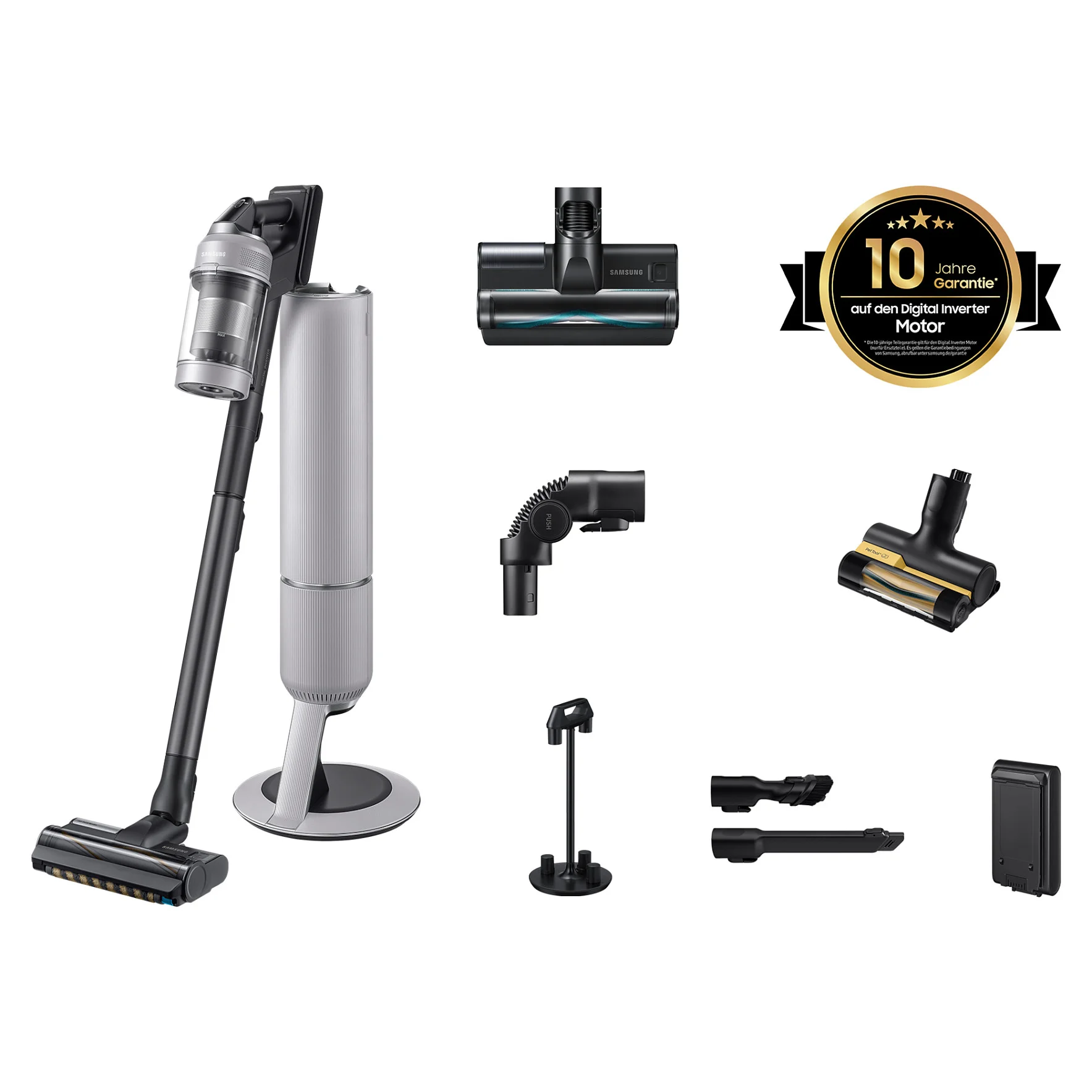 Samsung Bespoke AI Jet PetPRO mit All in One Clean Station  770 W Motorleistung  Pebble Gray Staubsauger & Reiniger