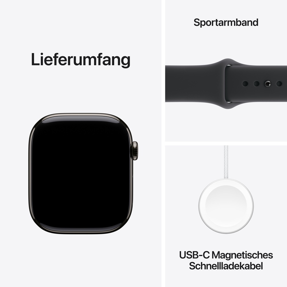 Apple watch series 11 titan  schiefer  gps cellular  42 mm  sportarmband schwarz m l Smartwatches & Fitnesstracker