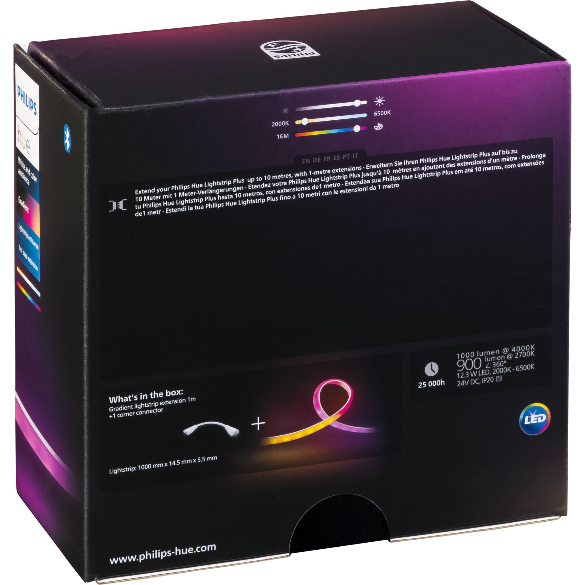 Philips Hue White and Color ambiance Hue Gradient Lightstrip Verlaengerung  1 Meter Beleuchtung