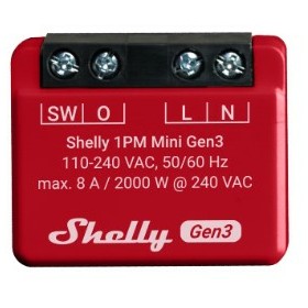 Shelly Relais Plus 1PM Mini Gen  3 WLAN BT Messfunktion max 8A 1 Kanal Unterputz Smart Home Zubehoer