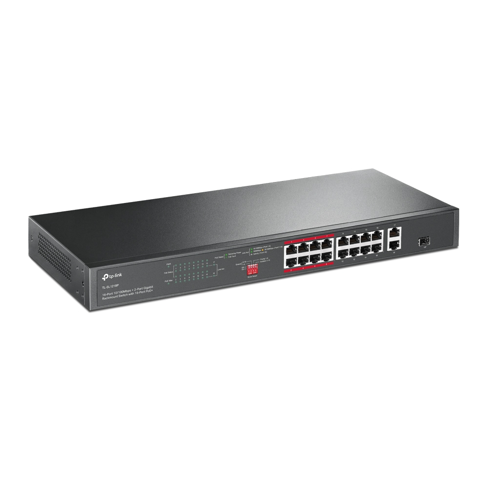 TP Link 16 Port 10 100 Mbps   2 Port Gigabit Rackmount Switch mit 16 Port PoE  Switches