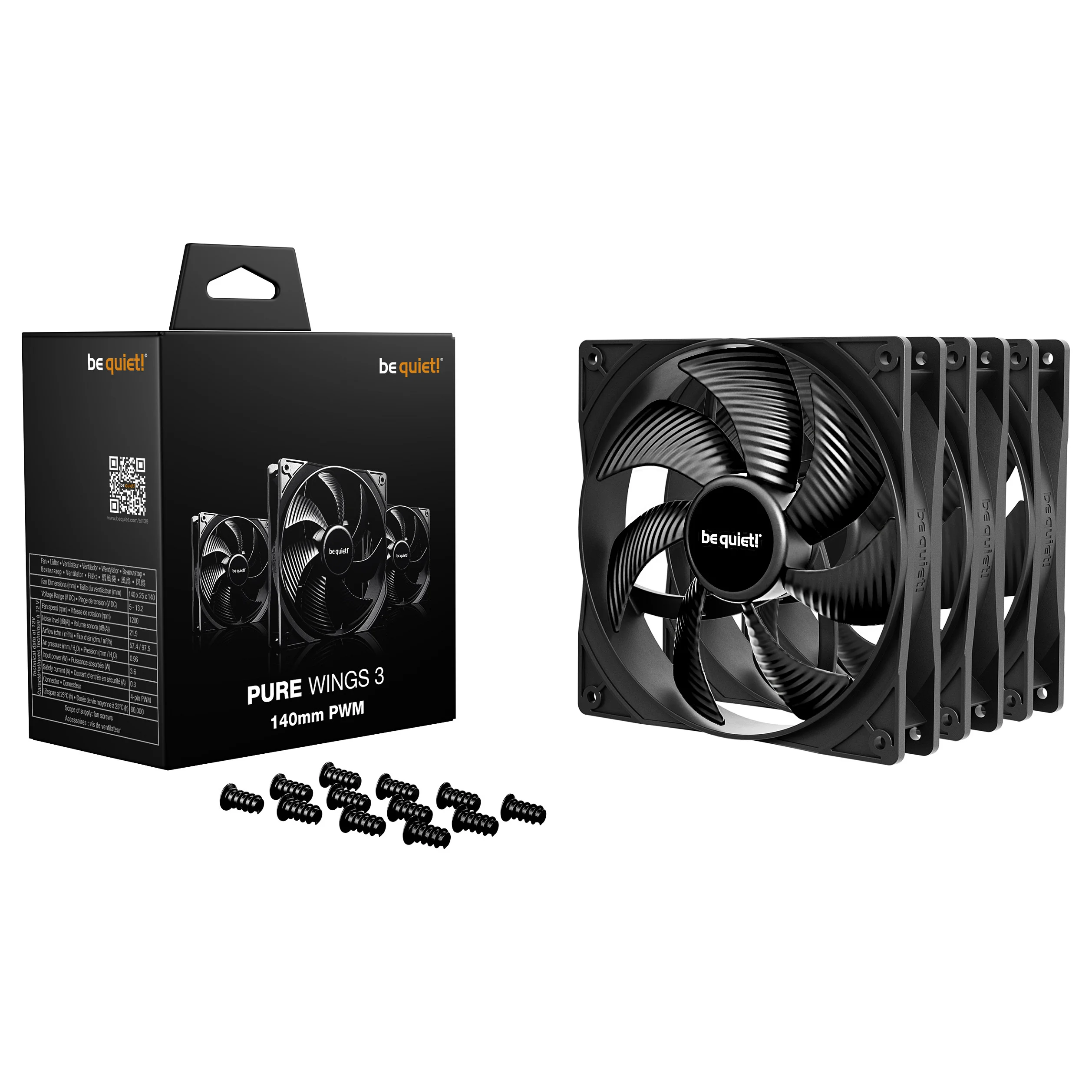 be quiet  Pure Wings 3 140mm   PWM Triple Pack Computergehaeuse Ventilator 14 cm Schwarz 3 Stueck e  PC-Komponenten
