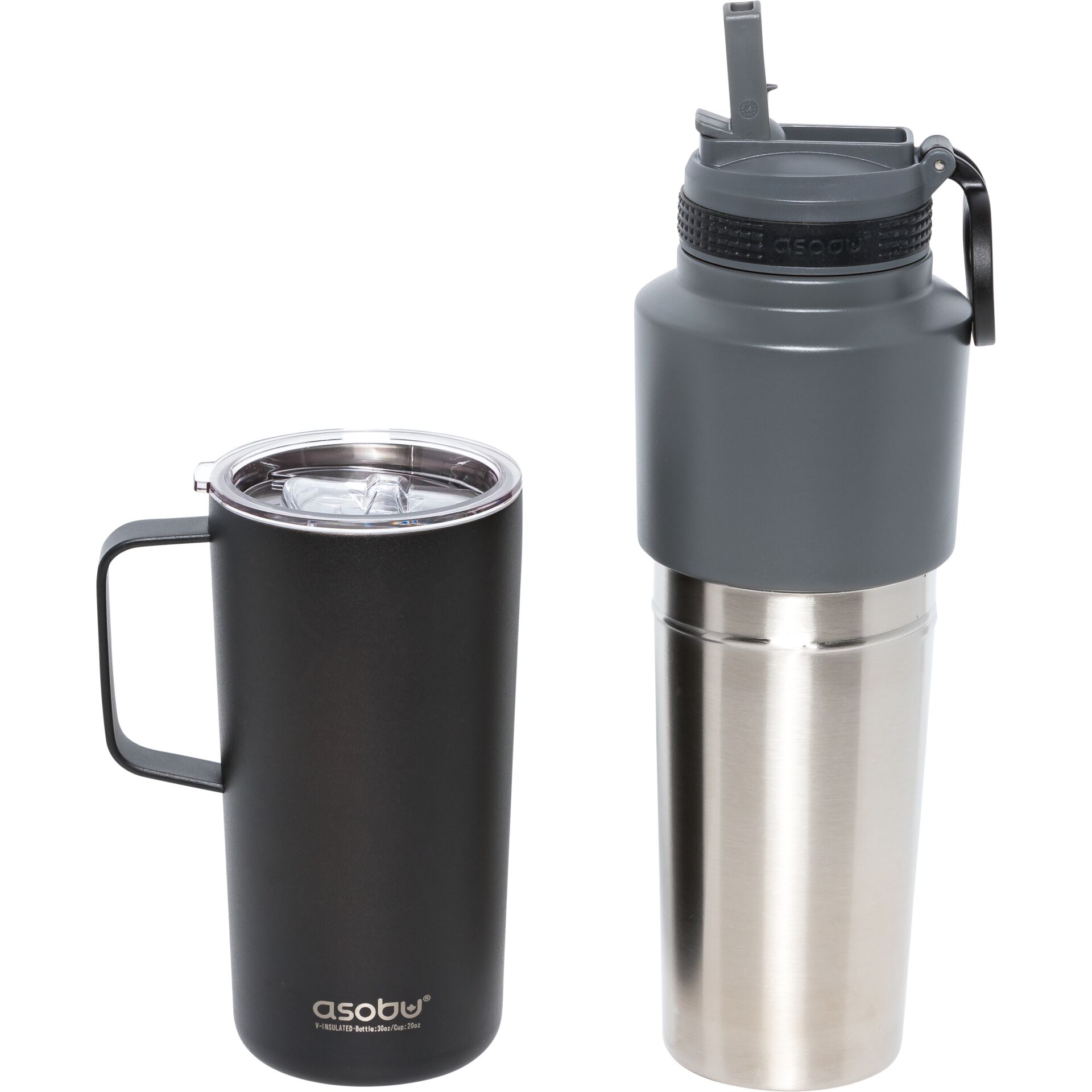 Asobu Twin Pack Bottle with Mug Schwarz  0 9 L   0 6 L Tee- & Thermoskannen