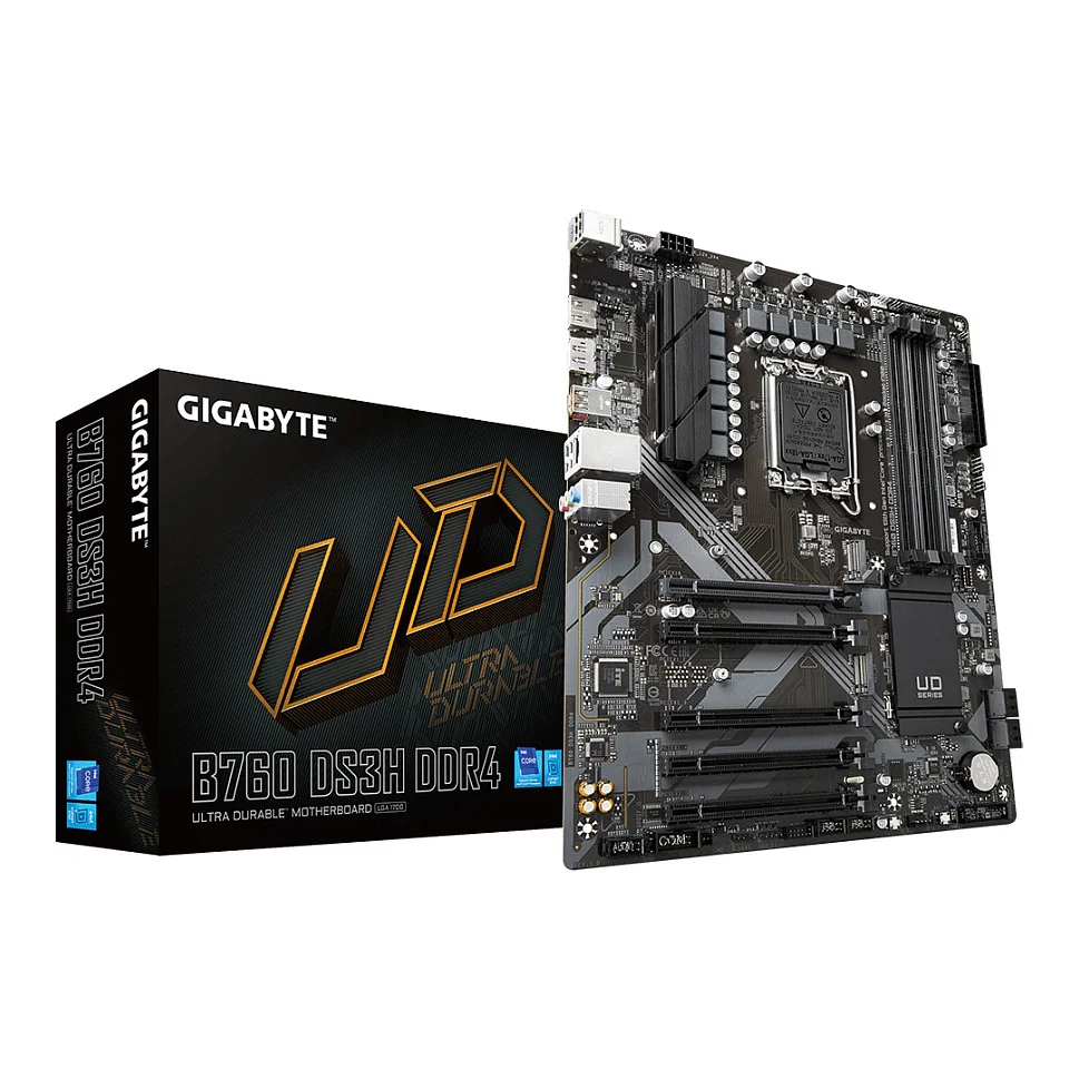 GIGABYTE B760 DS3H DDR4 Motherboard   Unterstuetzt Intel Core 14  Generation CPUs  18 2 1 Phasen Digital VRM  bis zu 5333MHz DDR4  OC   2xPCIe 4 0 M 2  GbE LAN  USB 3 2 Gen 2 PC-Komponenten