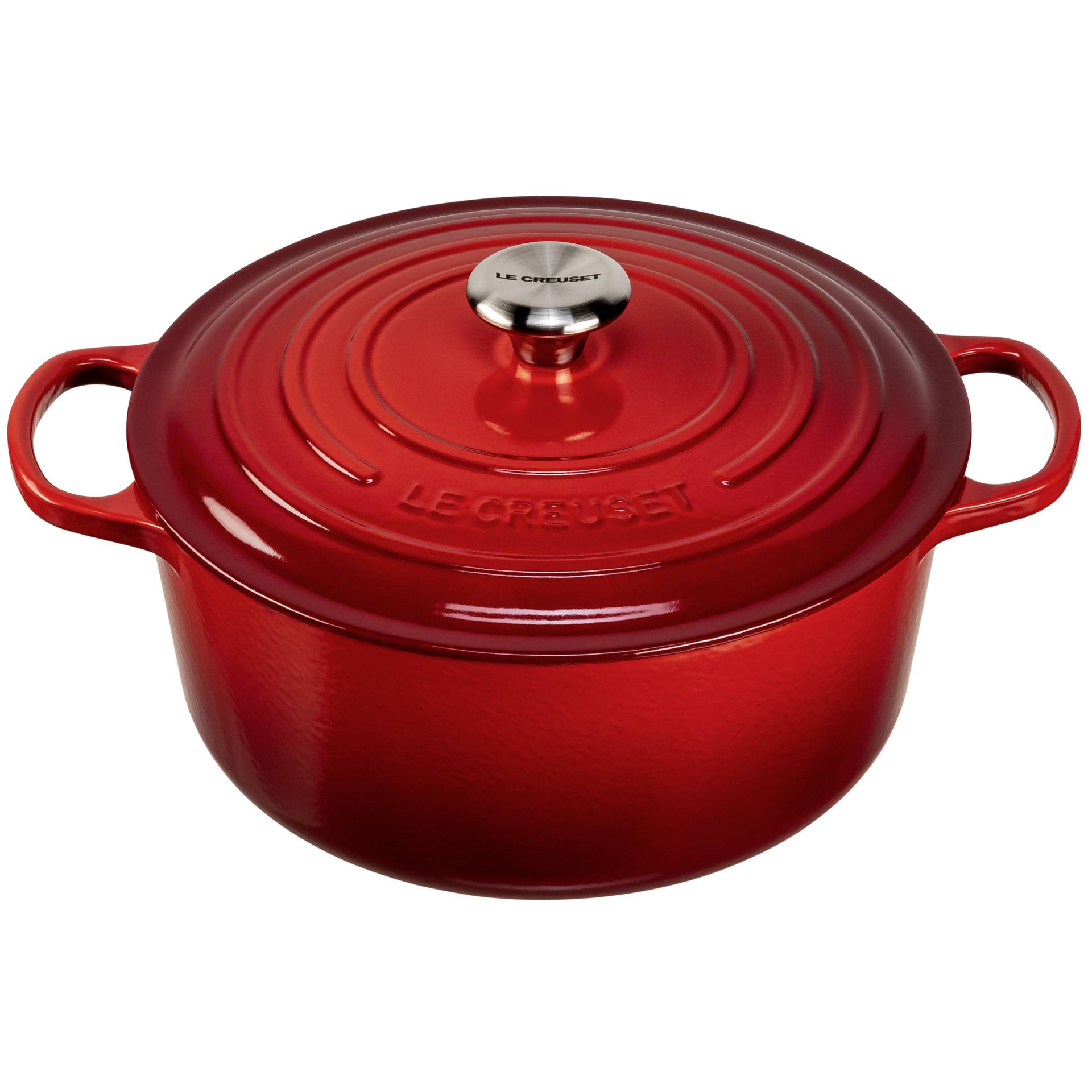 Le Creuset Signature Braeter rund 28 cm kirschrot Kuechenkleingeraete