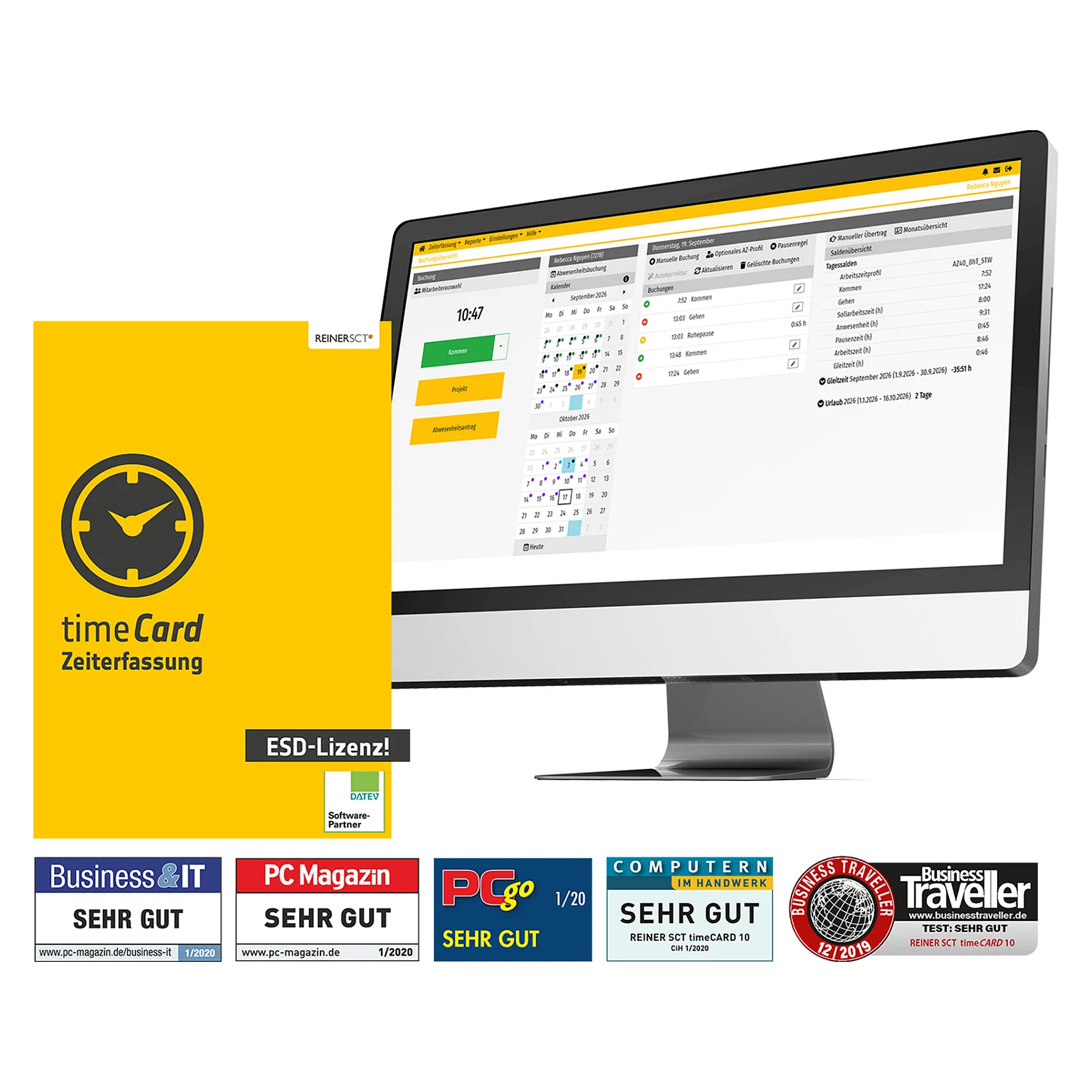 Reiner SCT timeCard 10 Jahreslizenz fuer 10 Mitarbeiter ESD Software Netzwerk