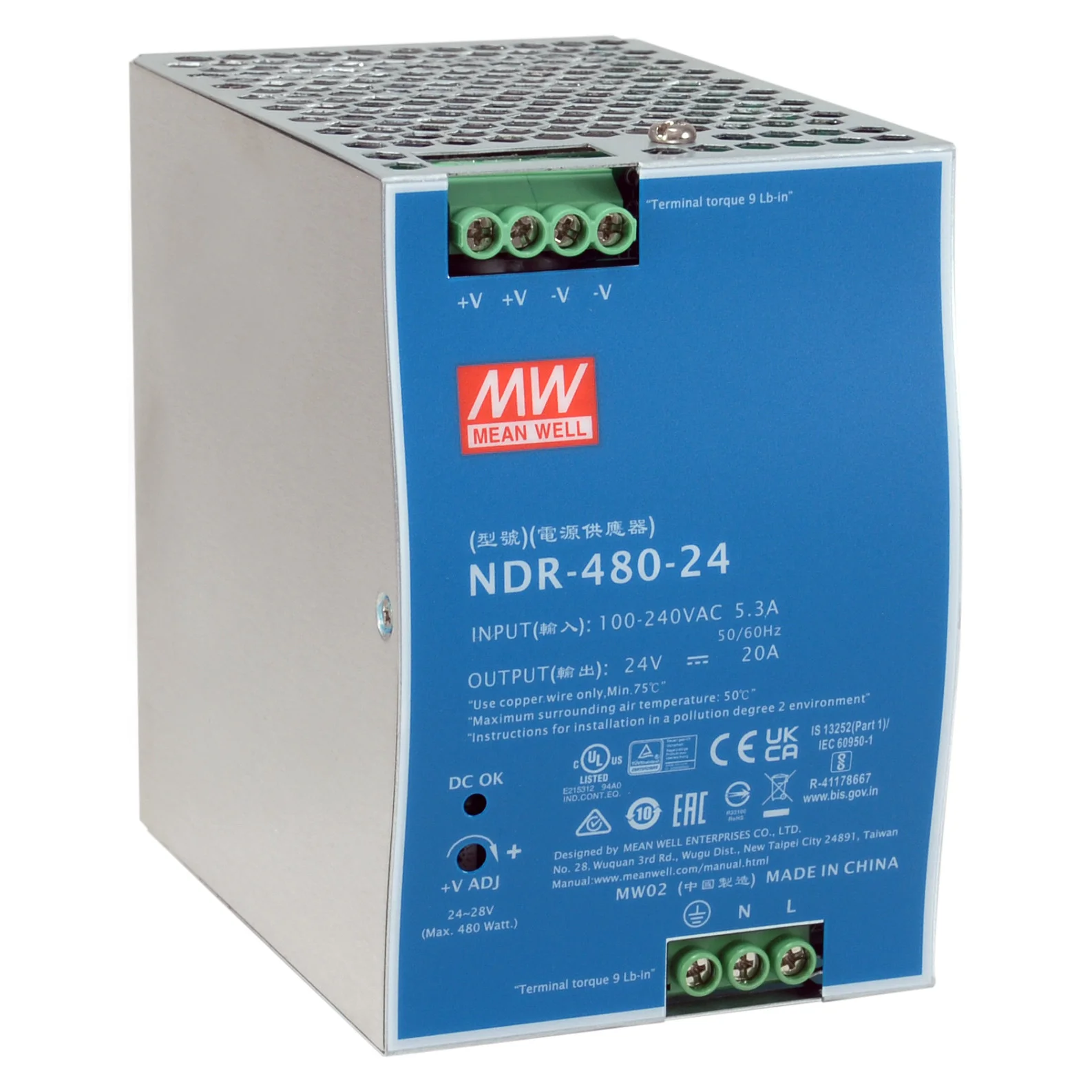 LevelOne 24V DC Industrie Netzteil  480W  DIN Schiene  20    70   Netzteile