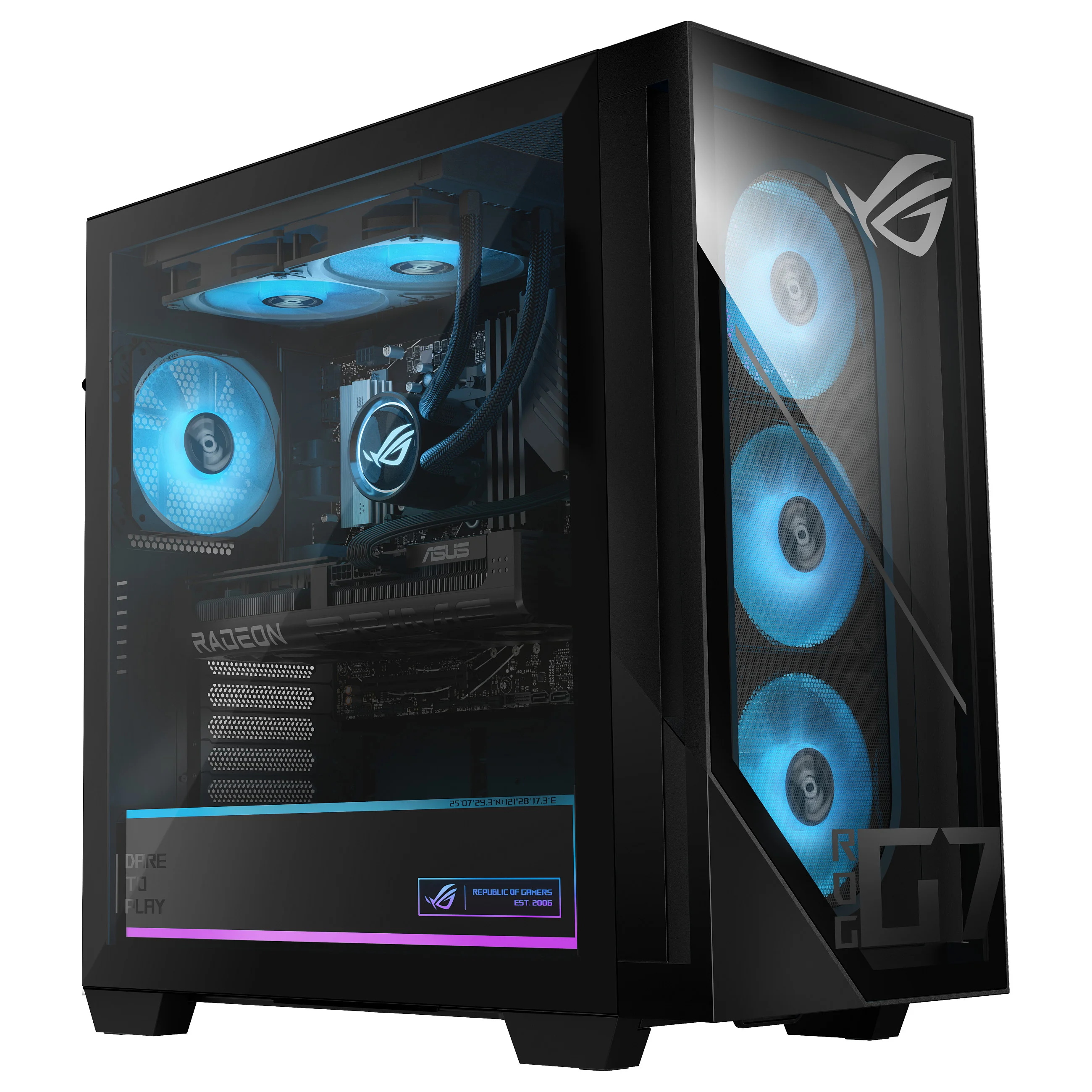 ASUS ROG G700 GM700TZ R8700F092W AMD Ryzen  7 8700F 32 GB DDR5 SDRAM 2 TB SSD NVIDIA GeForce RTX 5070 Ti Windows 11 Home Tower PC Schwarz PC-Zubehoer