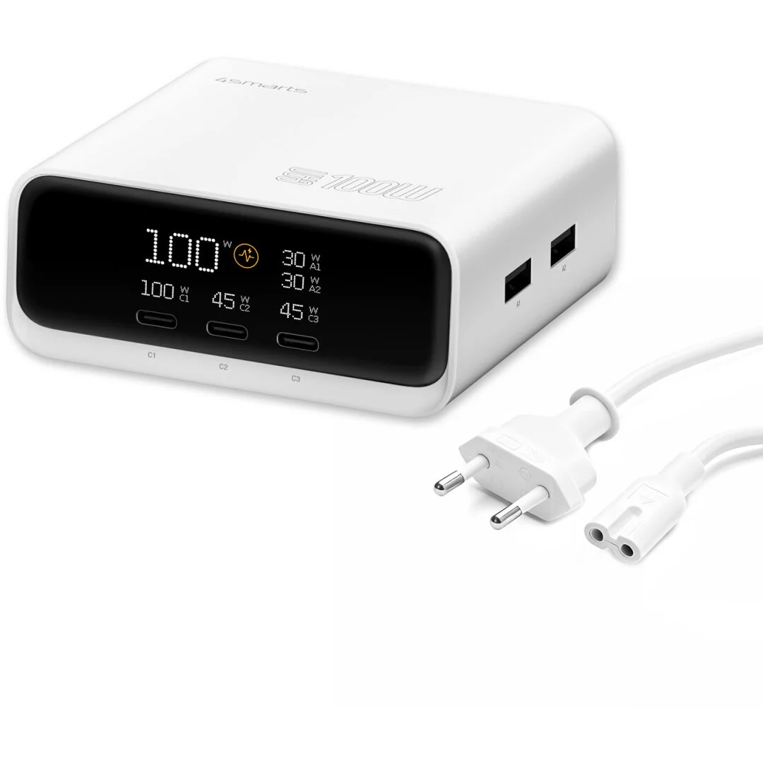 4SMARTS desk charger gan screen 100w 3c 2a  weiss Akkus Powerbanks & Kabel